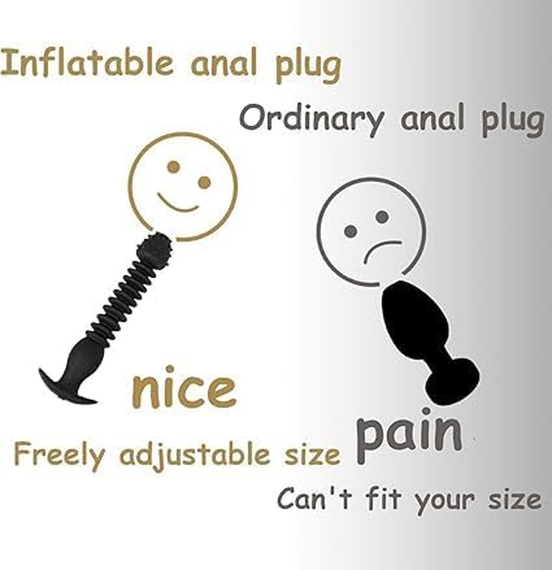 Inflatable Butt Plug Soft Silicone Expand Inflatable Anal Plug Soft Inflatable Butt Plug with Quick Release Valve Stretch Oversized Enema Training Butt Plugs Sex Toy for W Omen Men Couples Pleasure image number 2