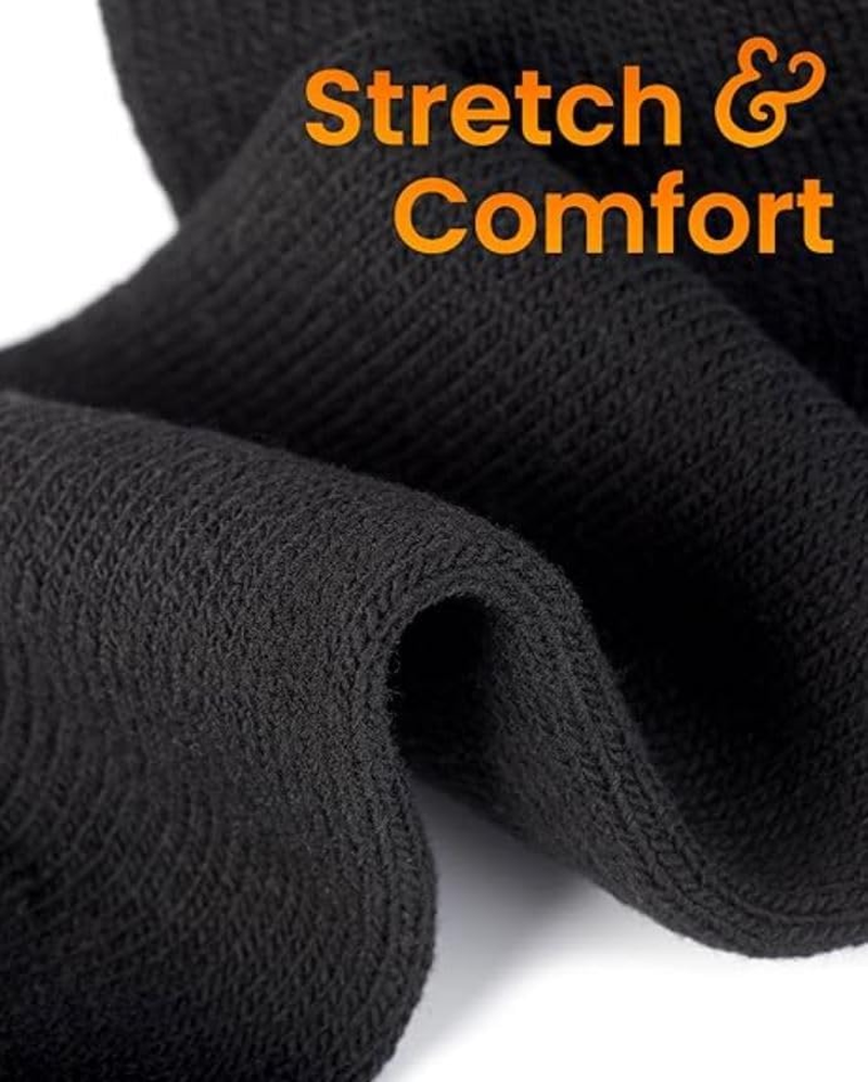 12 Pairs Mens Heavy Duty Winter Hiking Thermal Cotton Crew Work Socks - Black/Navy/Charcoal 6-11 Black/Navy/Charcoal image number 4