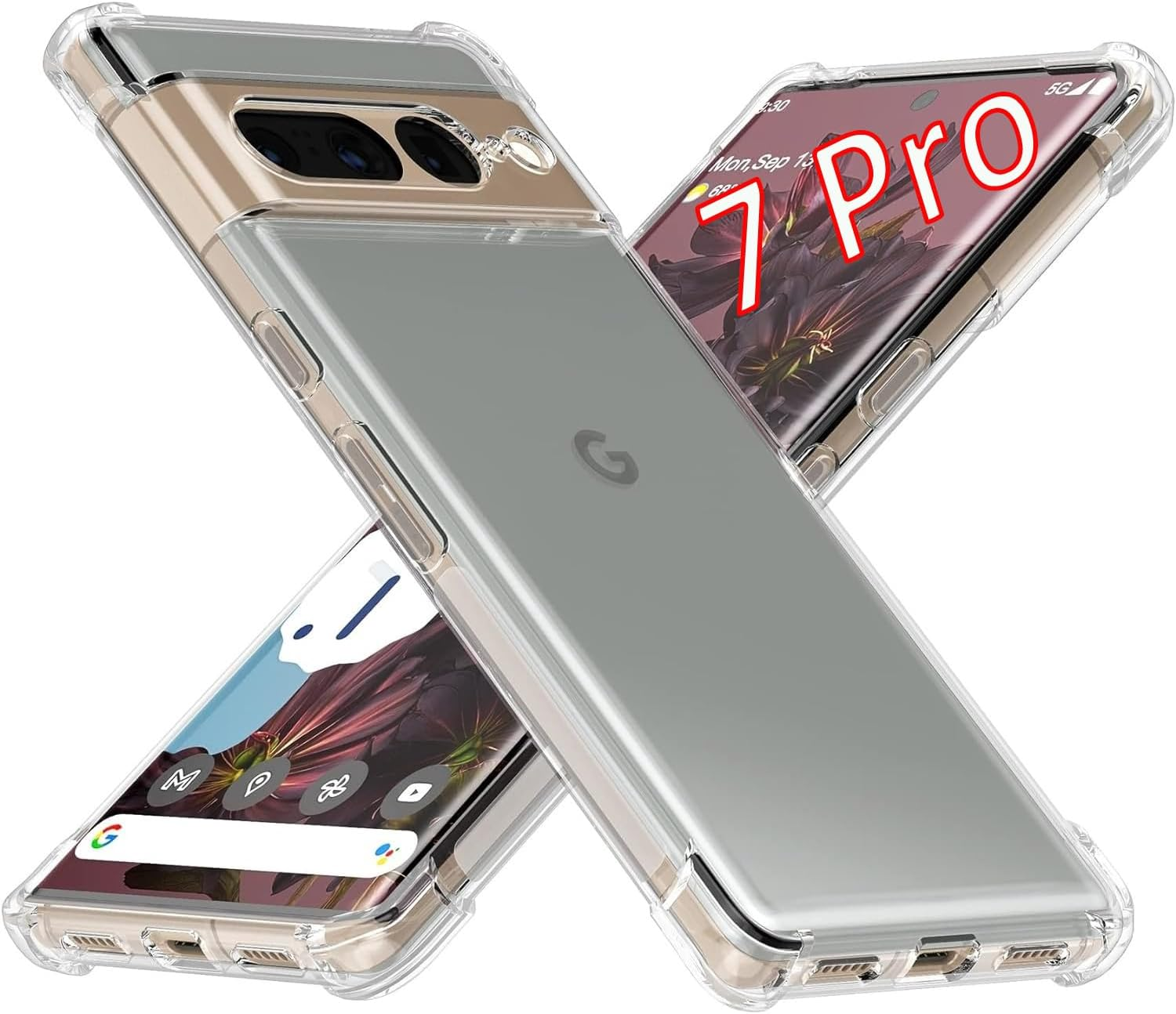 USTIYA Case for Google Pixel 7 Pro Clear TPU Four Corners Protective Cover Transparent Soft image number 6