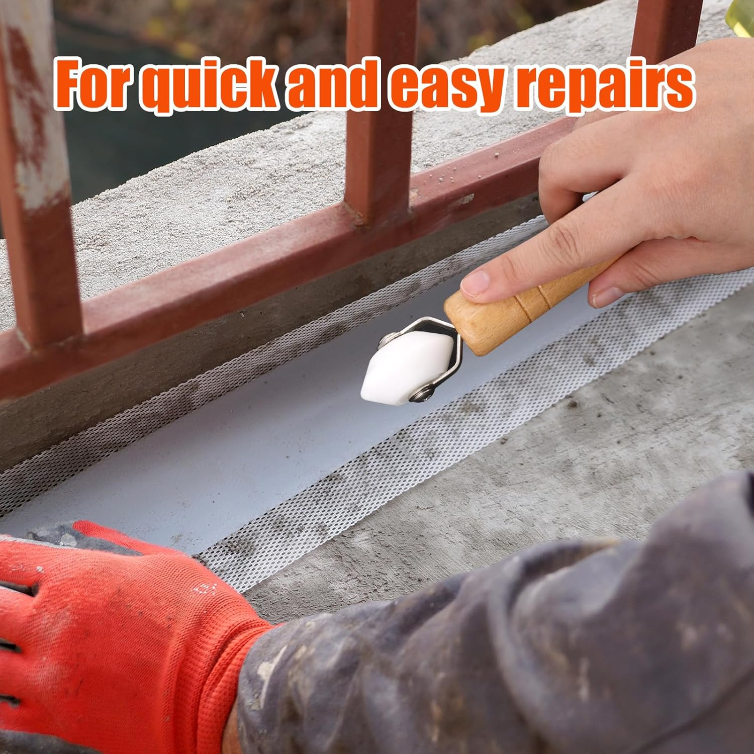 Gosknor Seam Roller, Wooden Wallpaper Tools Roofing Tools 2-In-1 Design RV Seam Tape Roller Car Sound Deadening Roller Roofing Roller Tool image number 5