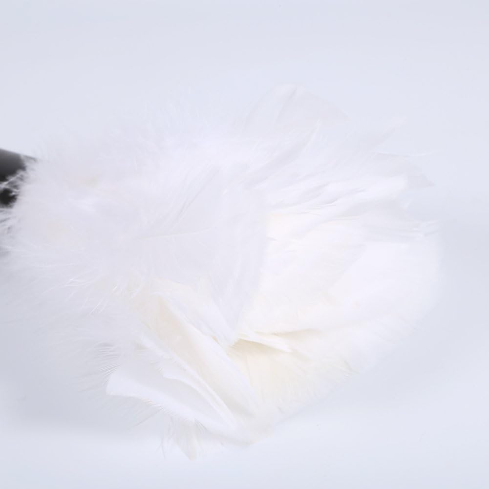 Uadme Duster with Turkey Feathers, White, Soft Turkey Feather Dust Brush with Black Handle, Cleaning Tools for Home Furniture and Cars image number 2