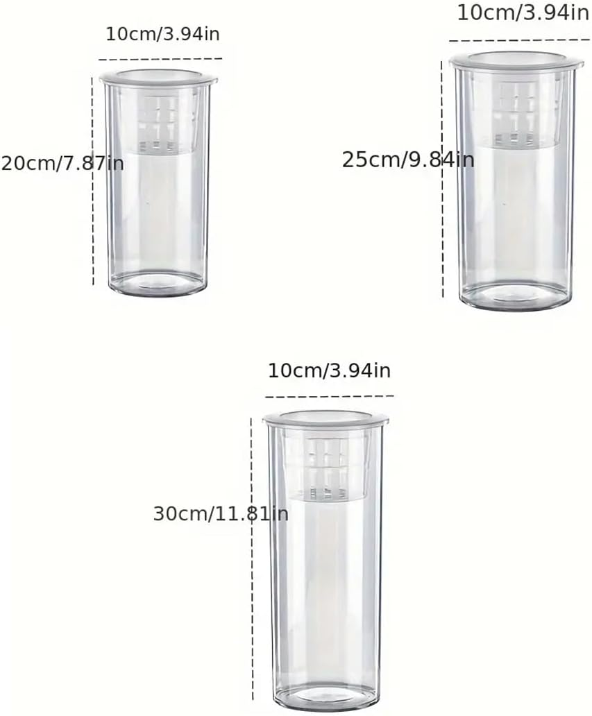 AIMALL 1-Pack High-Definition Hydroponic Vases for Aquatic Plants and Fish &ndash; Durable PET Transparent Cylindrical Containers, Includes Hydroponic Baskets, Multi-Sized Set (7.87In, 9.84In, 11.81In) image number 6