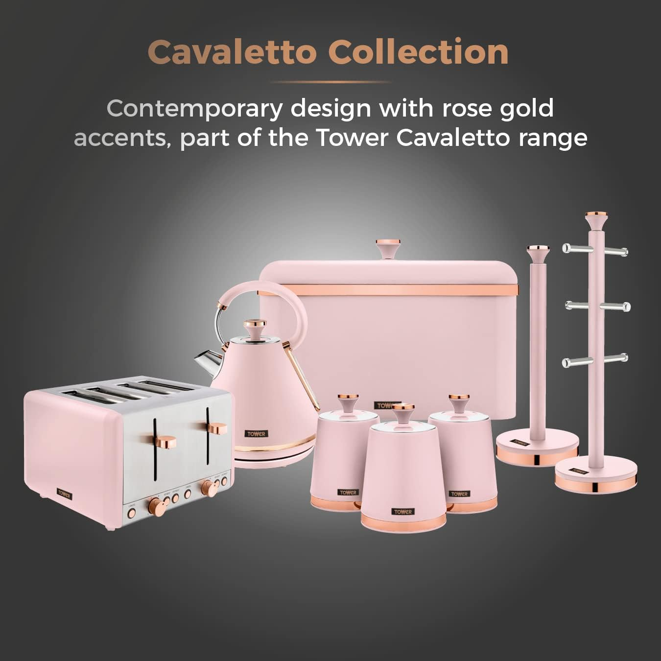 Tower T826133PNK Cavaletto Towel Pole Kitchen Roll Holder with Soft Underliner, Marshmallow Pink and Rose Gold - Midnight Blue image number 2