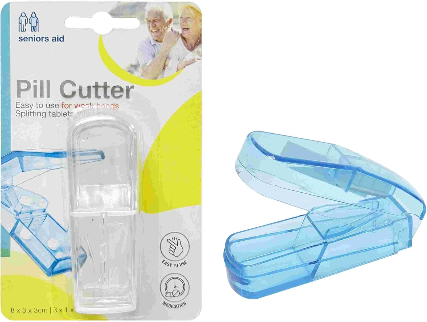 UBL Plastic Pillbox with Cutter, 2 Assorted