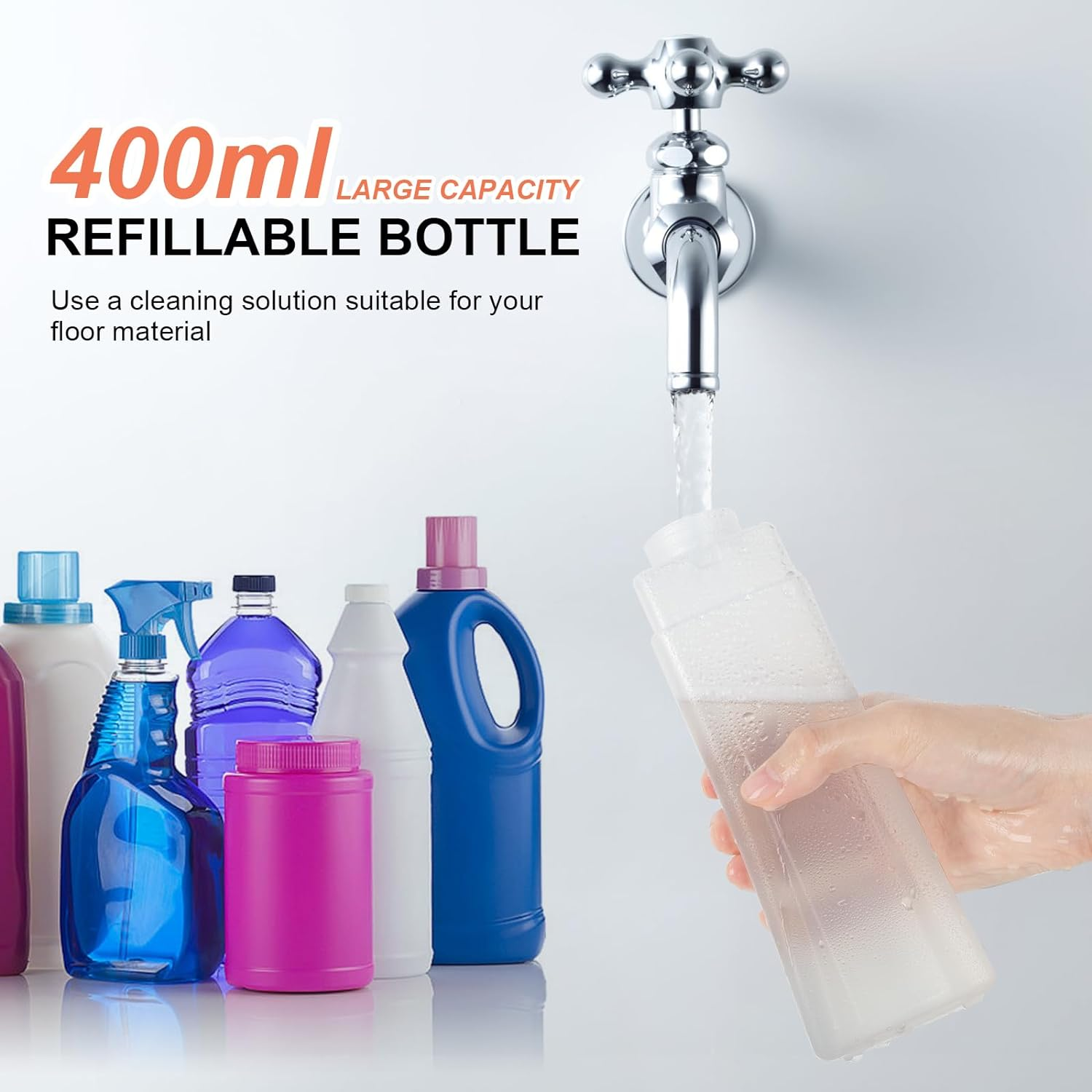 Spray Mop for Floor Cleaning, 360&deg; Rotating Wet Dry Cleaning Dust Mop with Spraying Trigger, 400ML Large Refill Bottle 2 Extra Microfibre Pads, for Hardwood Vinyl Floors Tiles Cleaning