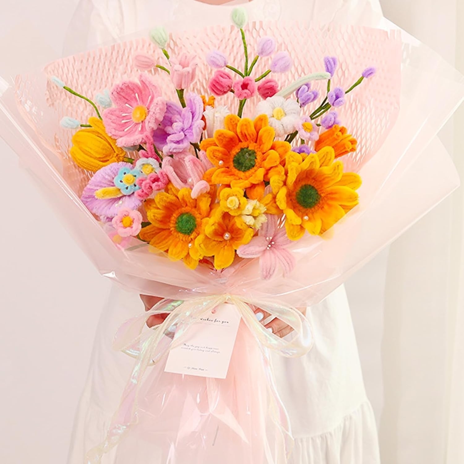 Pipe Cleaners Craft - Pipe Cleaners Flowers, Pipe Cleaner Flower Kit, DIY Pipe Cleaners Flower Bouquet Craft Supply Kit for Art Project Activity, Birthday Anniversaries Graduations Gifts image number 2