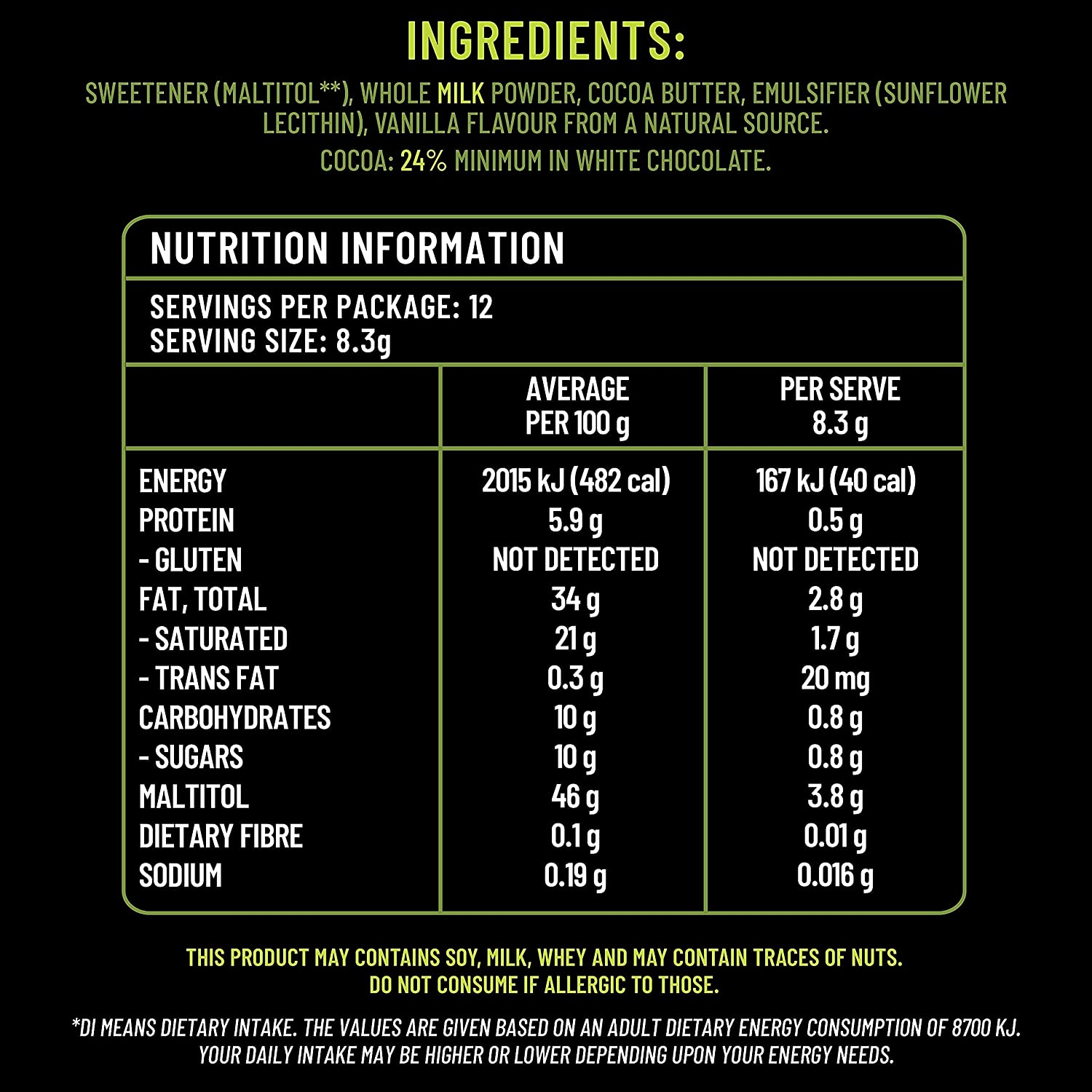 The Sugarless Company a Creamy White Chocolate, 100 G image number 2