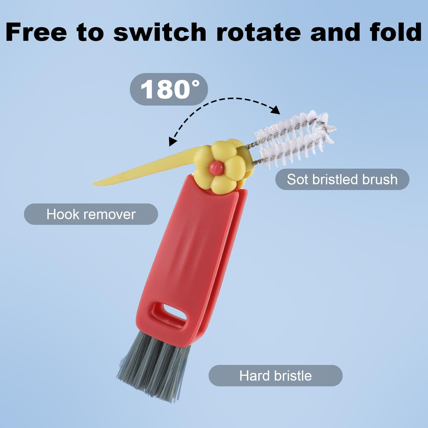 2Pcs 3-In-1 Cup Lid Cover Gap Cleaning Brush, Multi-Functional Bottle Cap Gap Cleaning Brush Household Cleaning Tool Bottle Cleaning Brush (Mixed Colors)