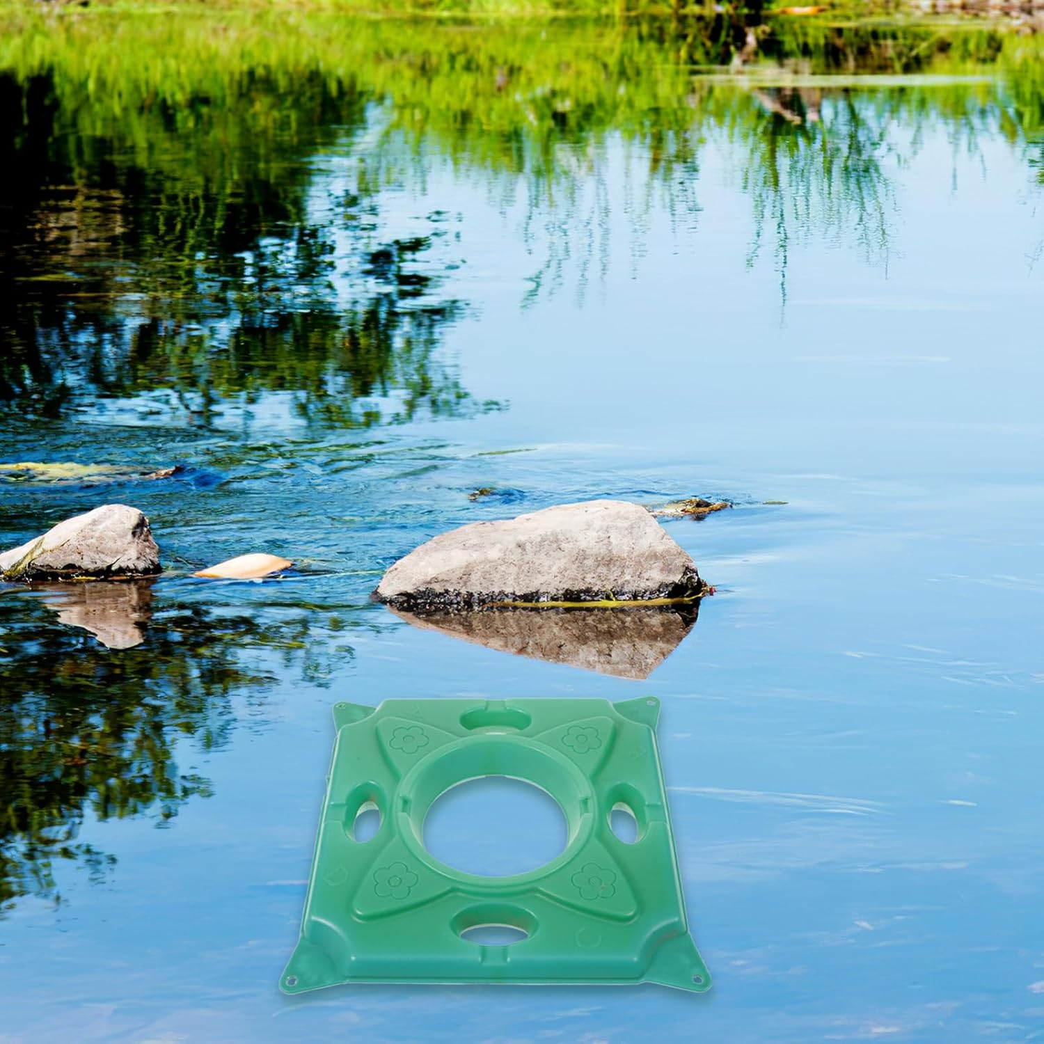 Parliky Floating Plant Island Raft Hydroponics Gardening Supply 33X33X5Cm Artificial Wetland Ecosystem Floating Planter for Ponds Aquatic Plant Floater