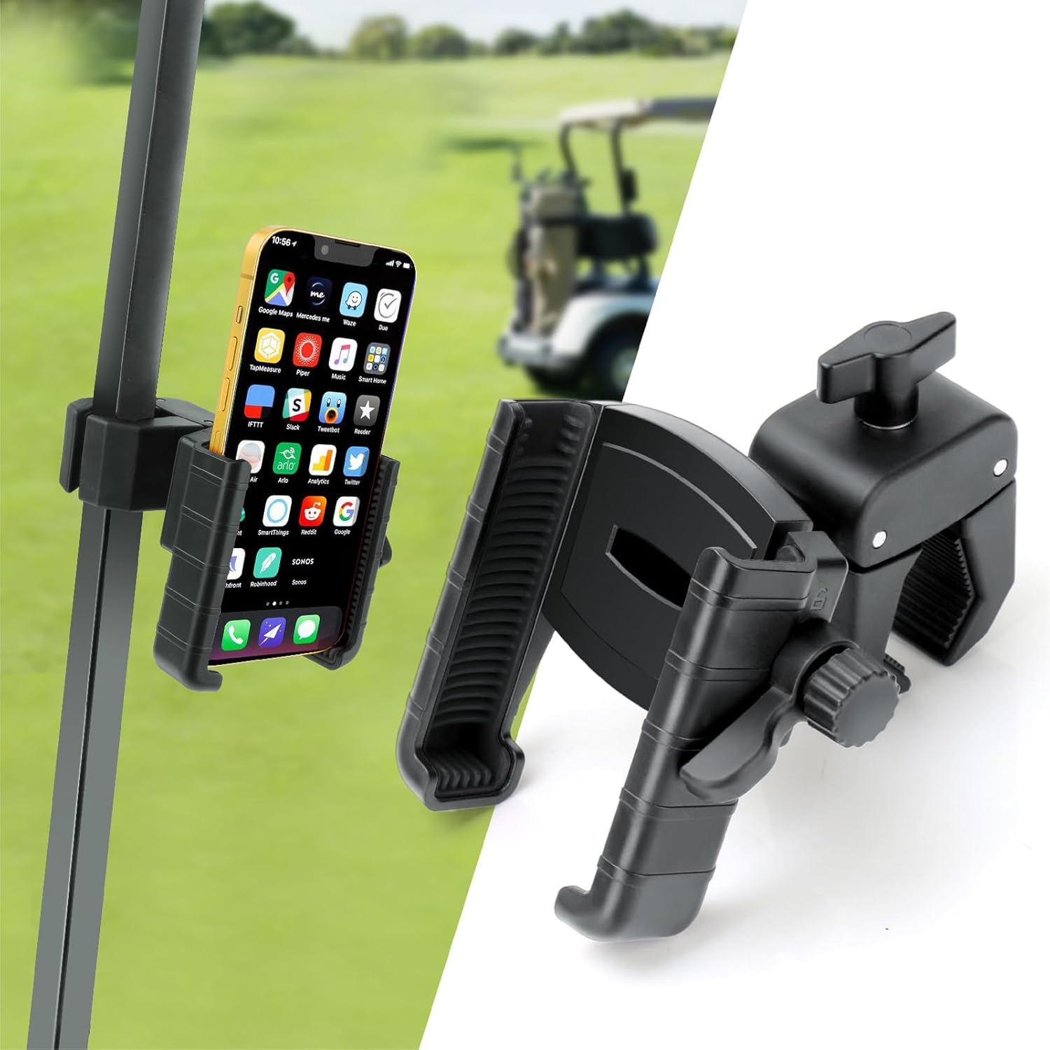 Haxmuti Golf Cart Phone Holder, Cell Phone Holder Mount Compatible with Ezgo/Club Car/Yamaha, Universal Compatible with Iphone Galaxy Google Pixel, Golf Cart Accessories Fit for Smart Phones, Red