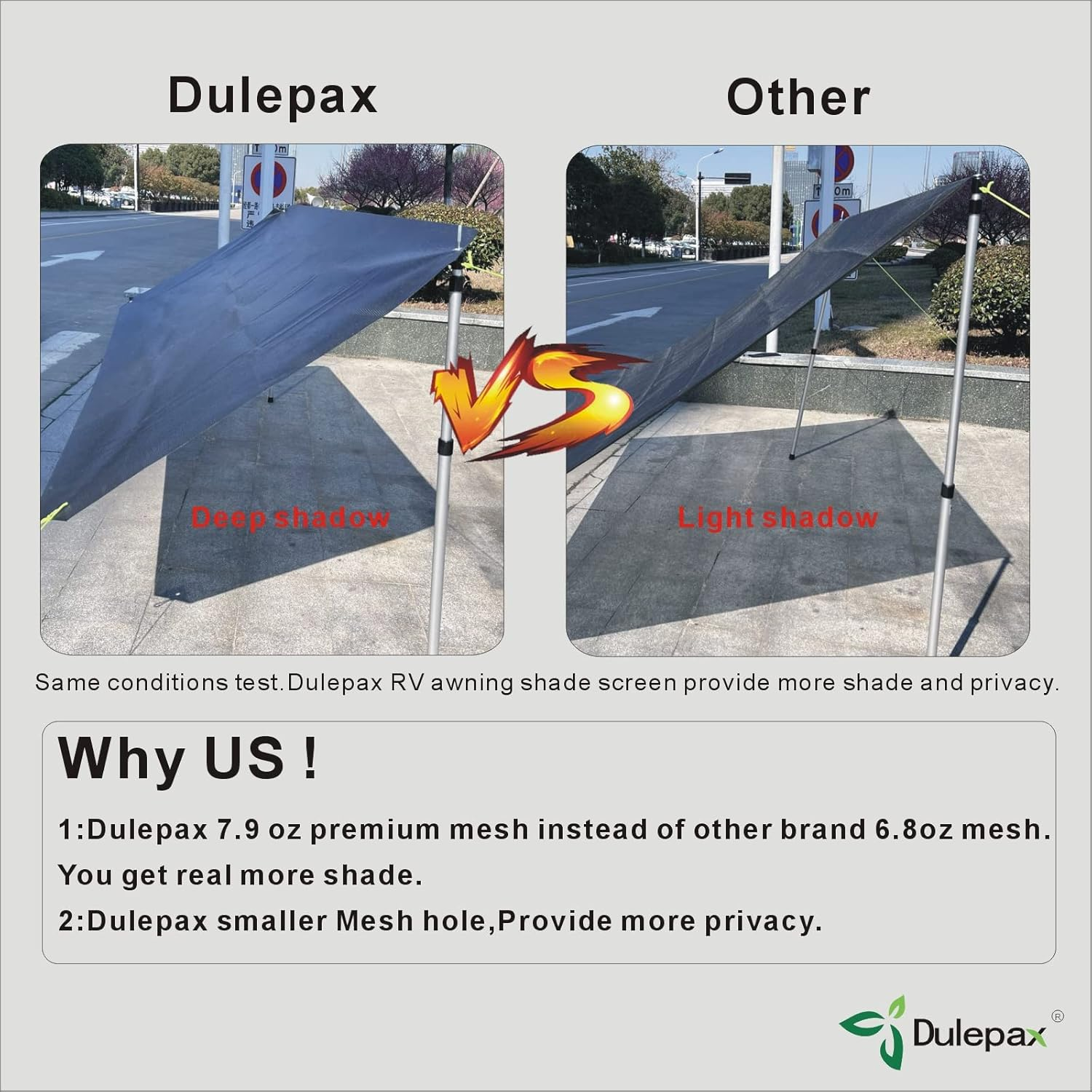 Dulepax RV Awning Side Shade- 9'X7' -Second Generation RV Awning Side Shade Screen Significantly Improves Shadew and Privacy.Universal RV Awning Shade Screen with Complete Kits. image number 5