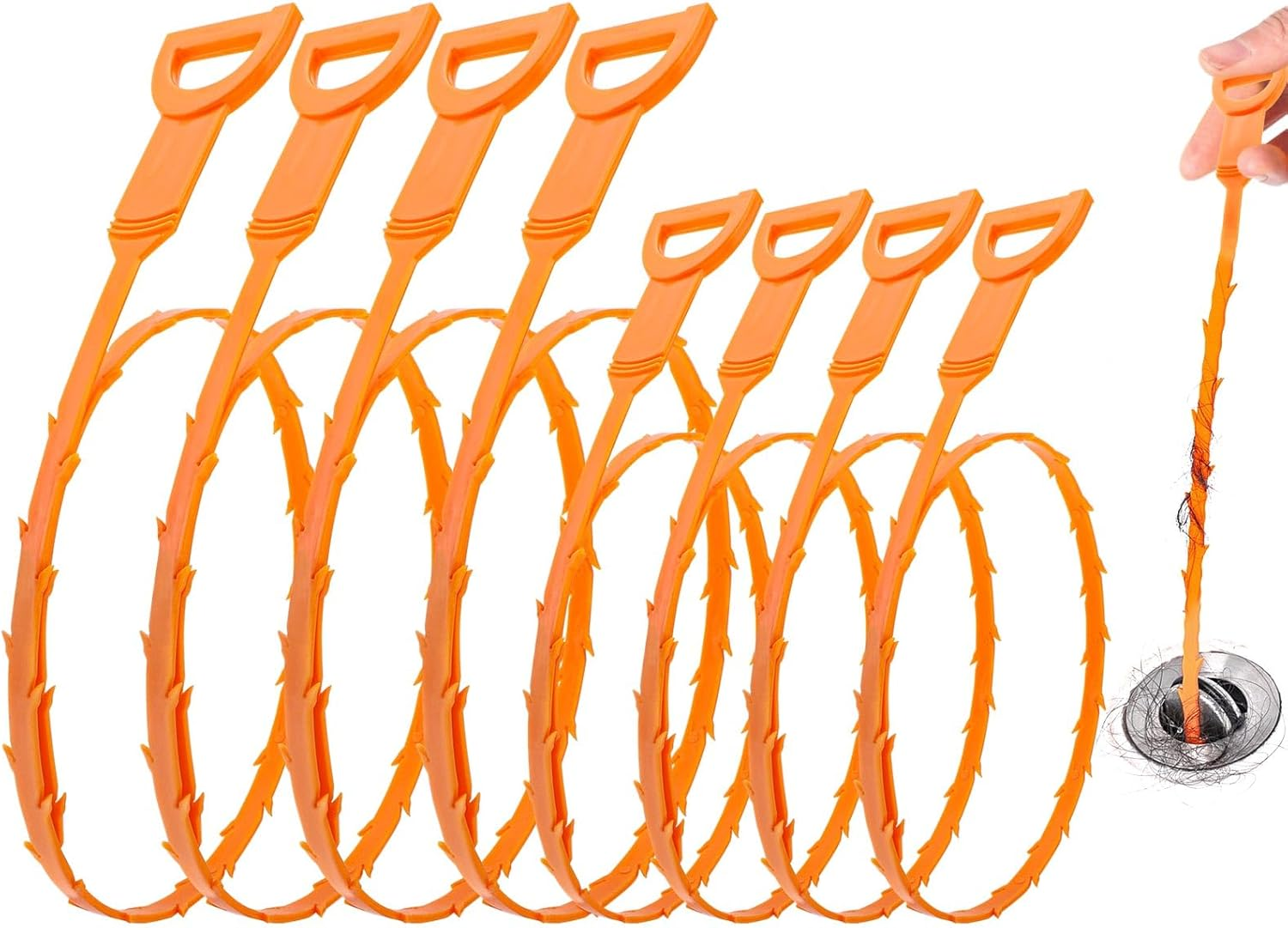 Pack of 2 Claw Grippers 160 Cm / 60 Cm, Flexible Gripper Claw Gripper, Pipe Cleaning Spiral, Drain Cleaner Spiral, Drain Spiral, Telescopic Gripper for Kitchen, Bathroom and Sewers