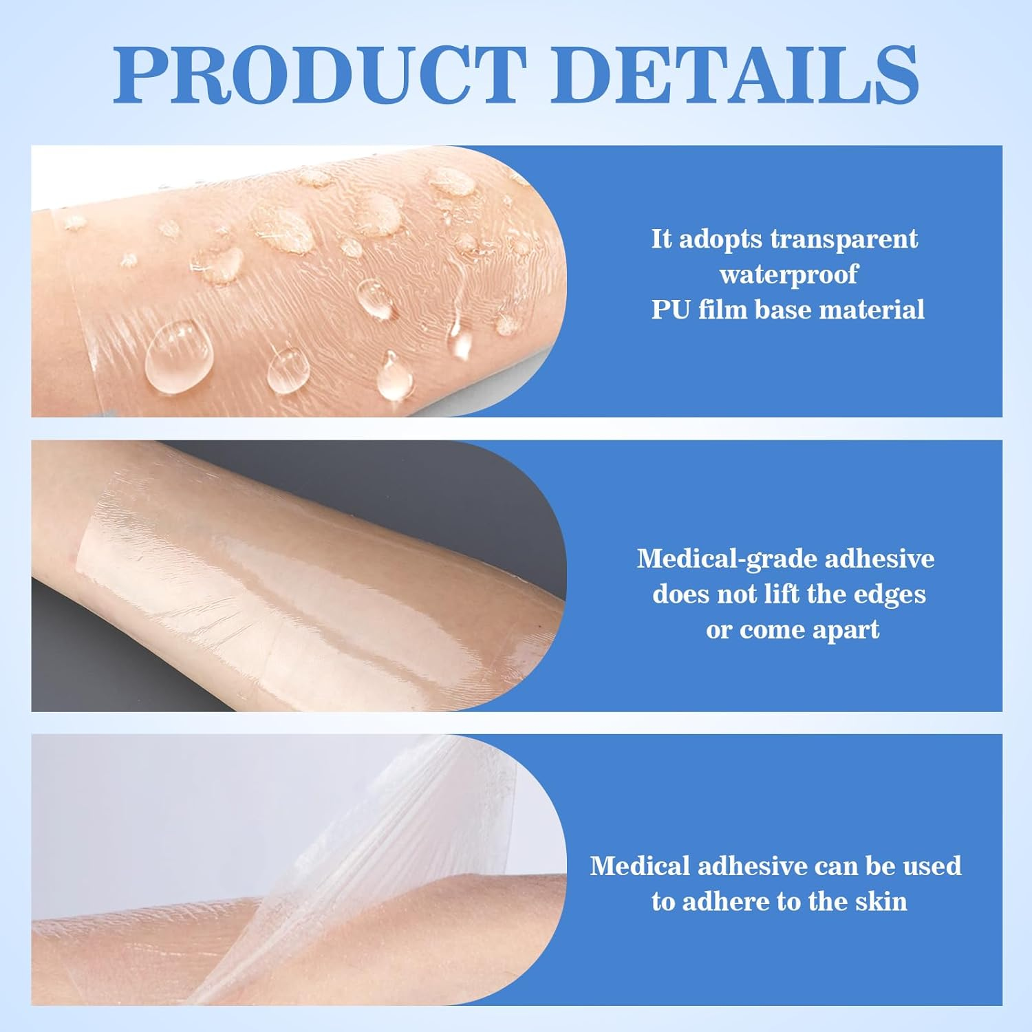 2 Rolls Tattoo Aftercare Bandage Roll: 8" X 1Yd & 6" X 5Yd, Waterproof Transparent Bandage for Healing & Skin Protection, Breathable Adhesive Film & Hypoallergenic Second Skin Wrap image number 4