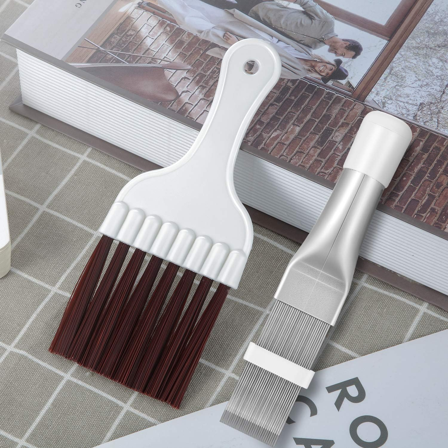 2 Pieces Air Conditioner Condenser Fin Comb, Fin Cleaning Brush Air Conditioner Fin Cleaner Refrigerator Coil Cleaning Whisk Brush Metal Fin Evaporator Radiator Repair Tool image number 3