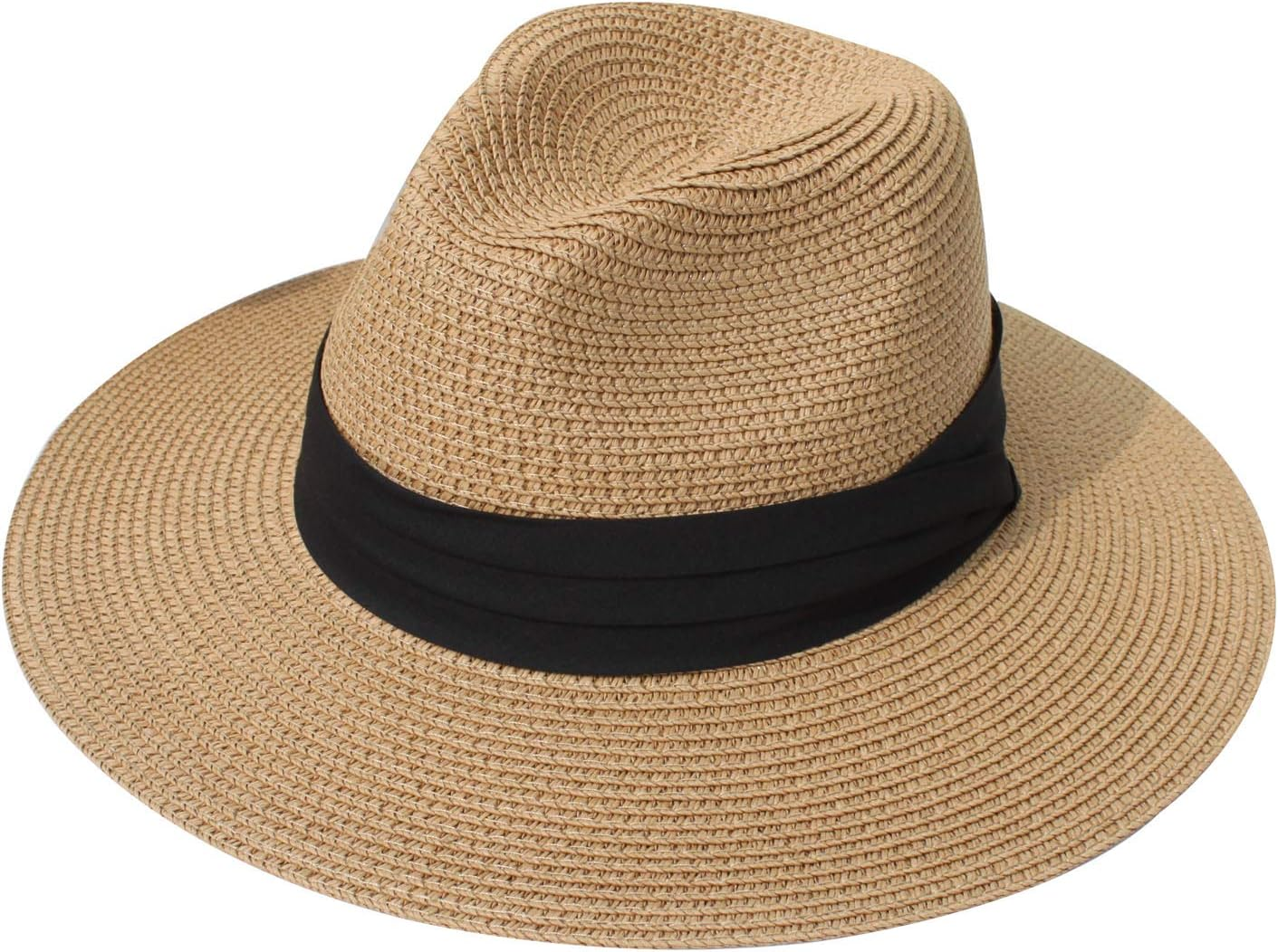 DRESHOW Womens Big Bowknot Straw Hat Floppy Foldable Roll up Beach Cap Sun Hat UPF 50+ image number 4