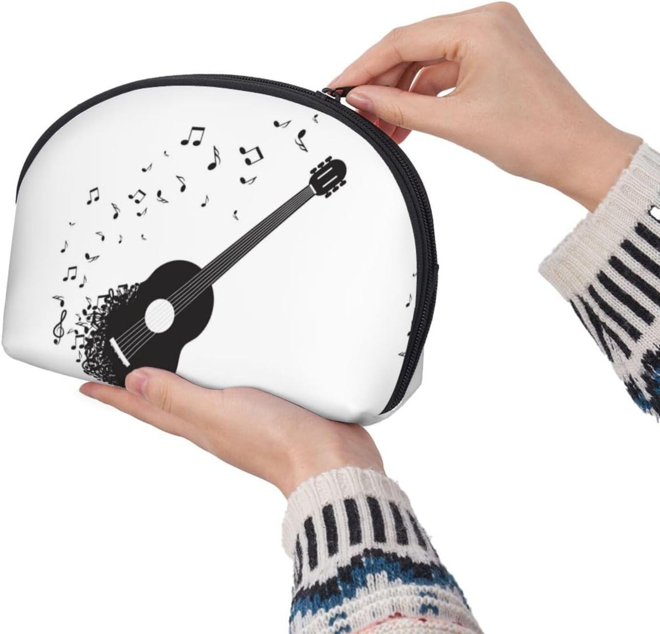 Cozimangoe Coin Pouch Makeup Bags Set, 2 Piece Shell Shape Cosmetic Bag with Pockets for Daily Travel Handbag Lipstick Keys Toiletry, Personalized Acoustic Guitar image number 4