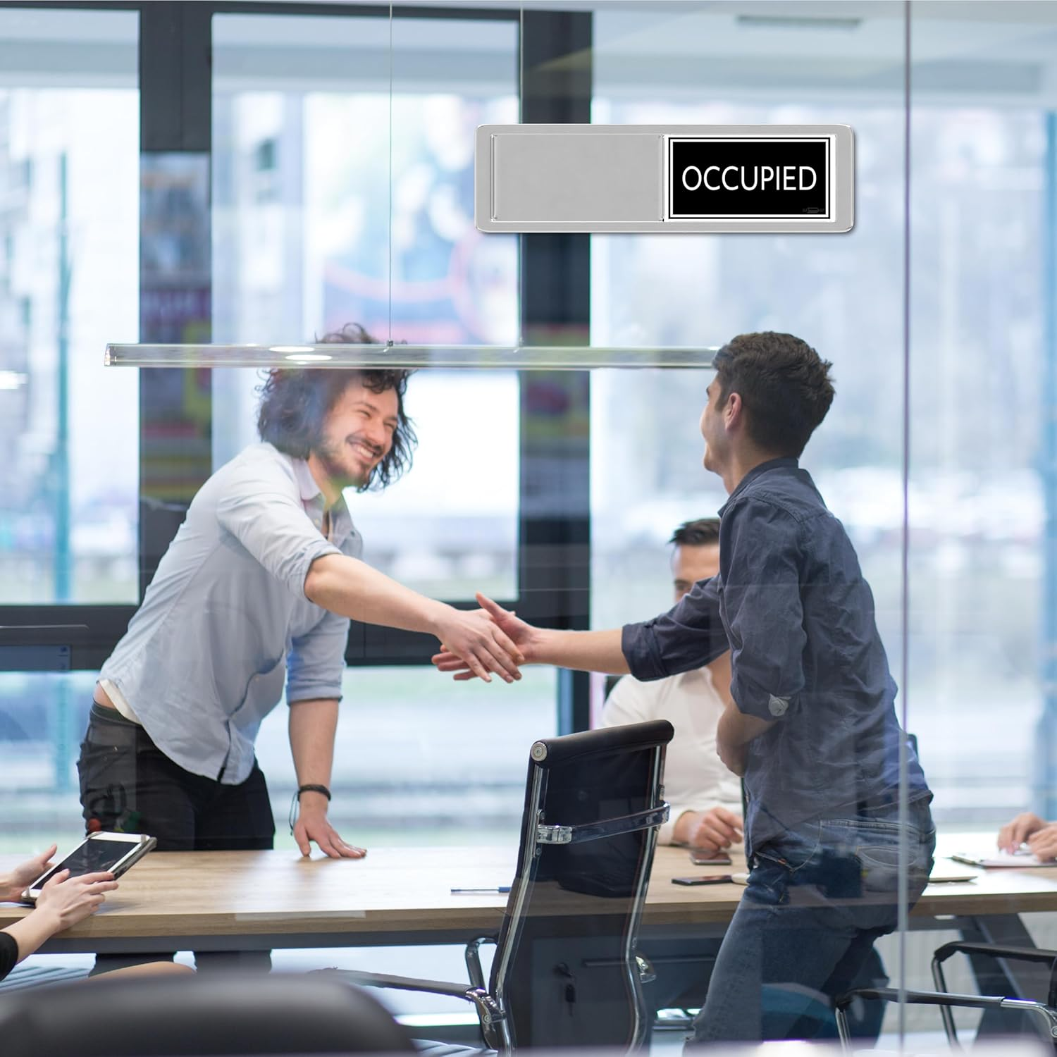 Black & White Vacant Occupied Office Sign for Bathroom Door - Privacy Sign for Home, Office Restroom, Business or Restaurant - 7X2 Inches - Black  White image number 2