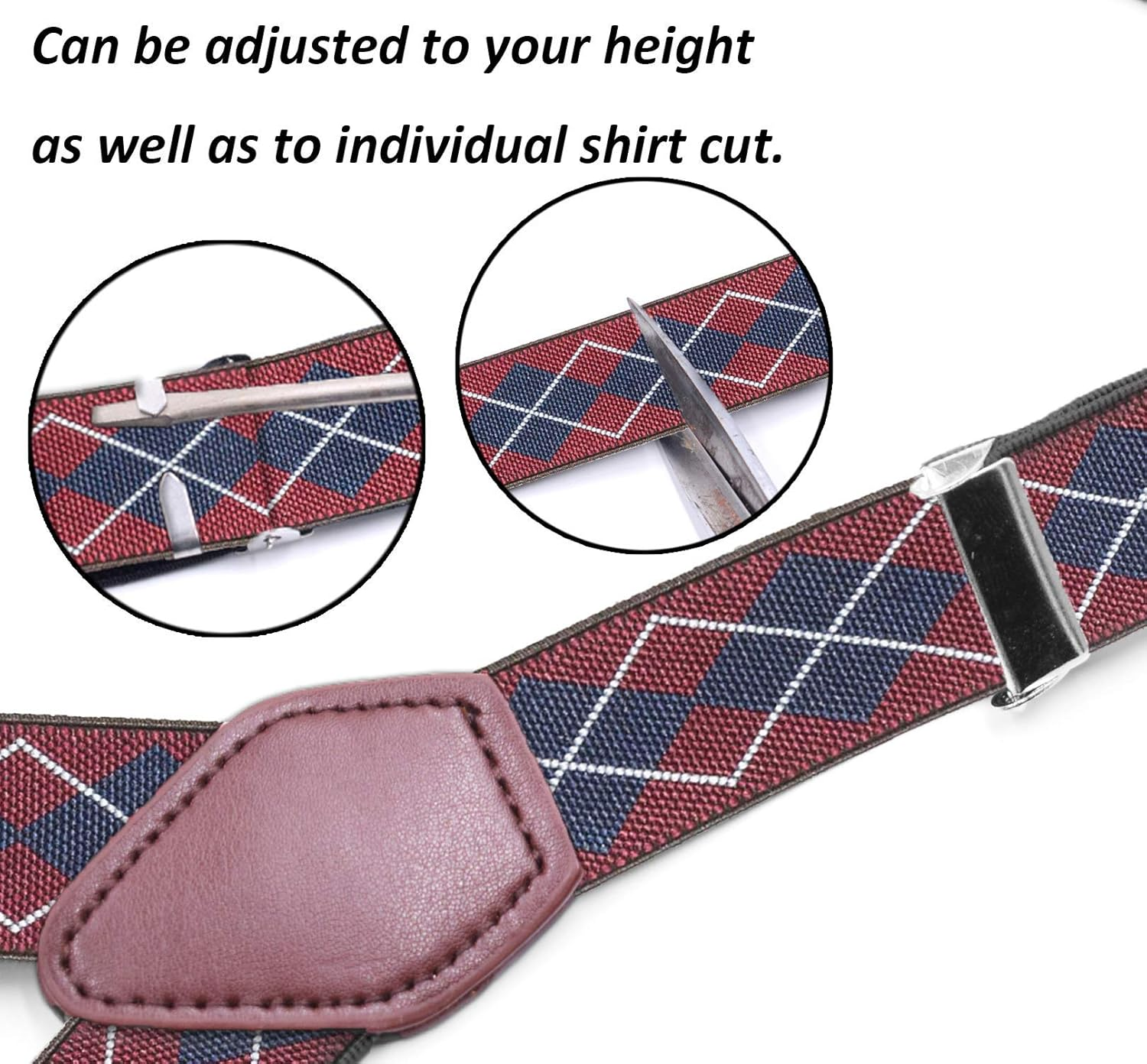 H HOME-MART Mens Shirt Stays Military Adjustable Elastic Garter Straps Sock Tucked in Non-Slip Clamps Shirt Stay Men'S Braces for Men Women - Black White Dot image number 3