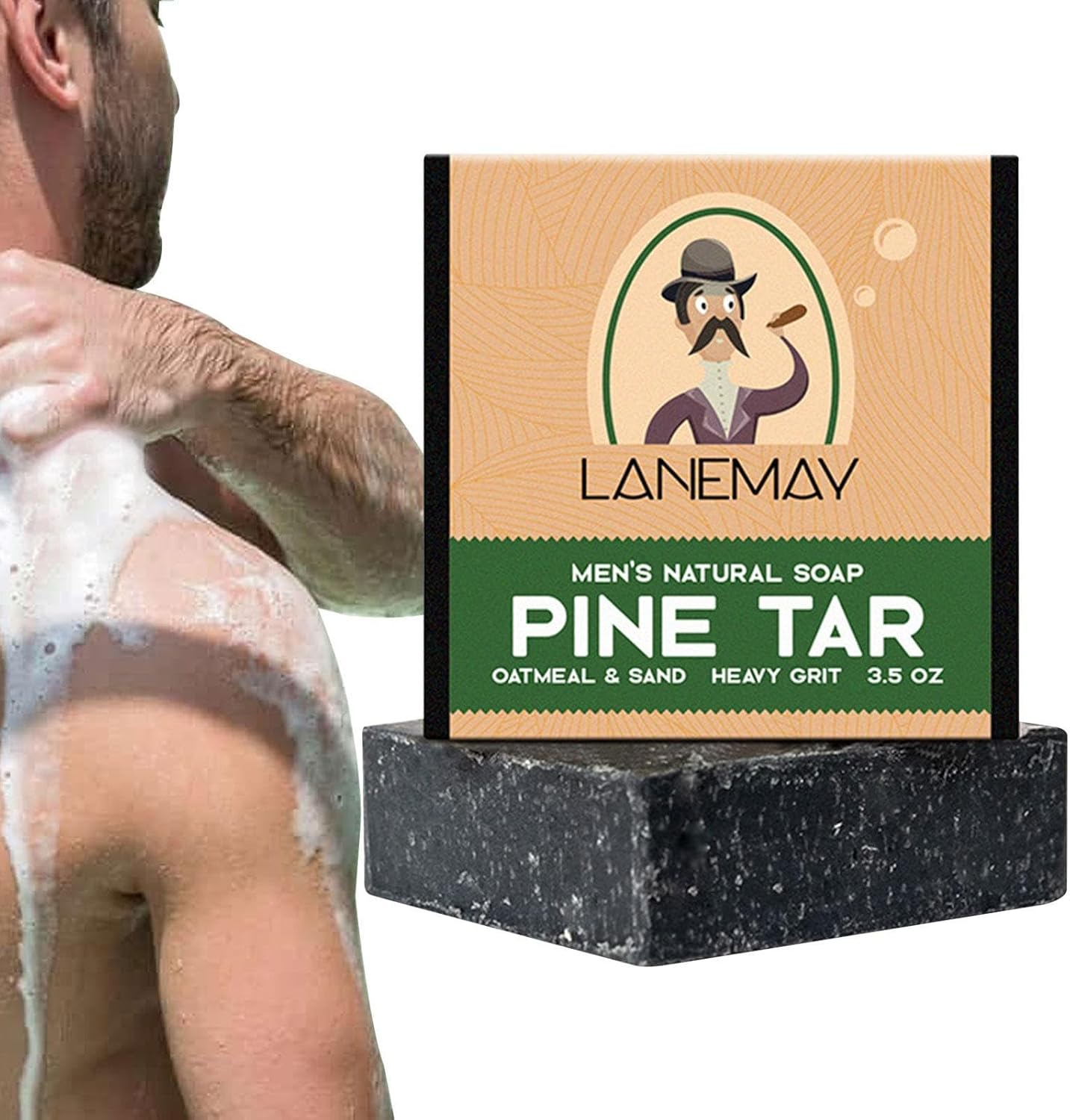 Pine Tar Soap | Natural Bar Soap for Men,Cold Process Pine Tar Soap for Men, Handmade Natural Bar Soap for Men for Skin Dirt and Oil Fulenyi image number 3