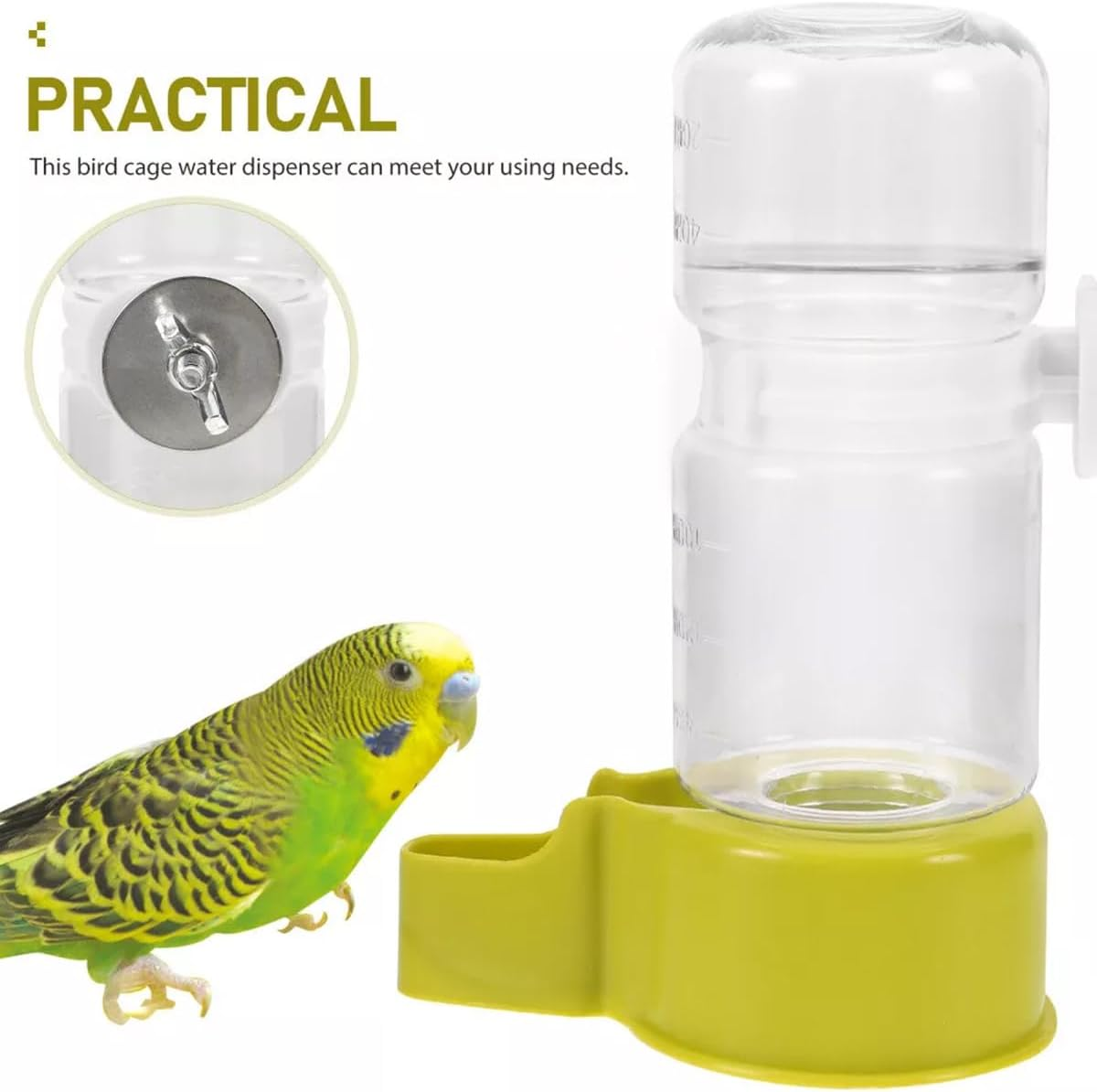 Automatic Bird Water Feeder for Parrots, Pigeons, and Small Birds, 140Ml Capacity, Transparent Bottle with Secure Cage Mount, Durable Pet Bird Supplies, Ideal for Birdcage Accessories - Blue image number 7