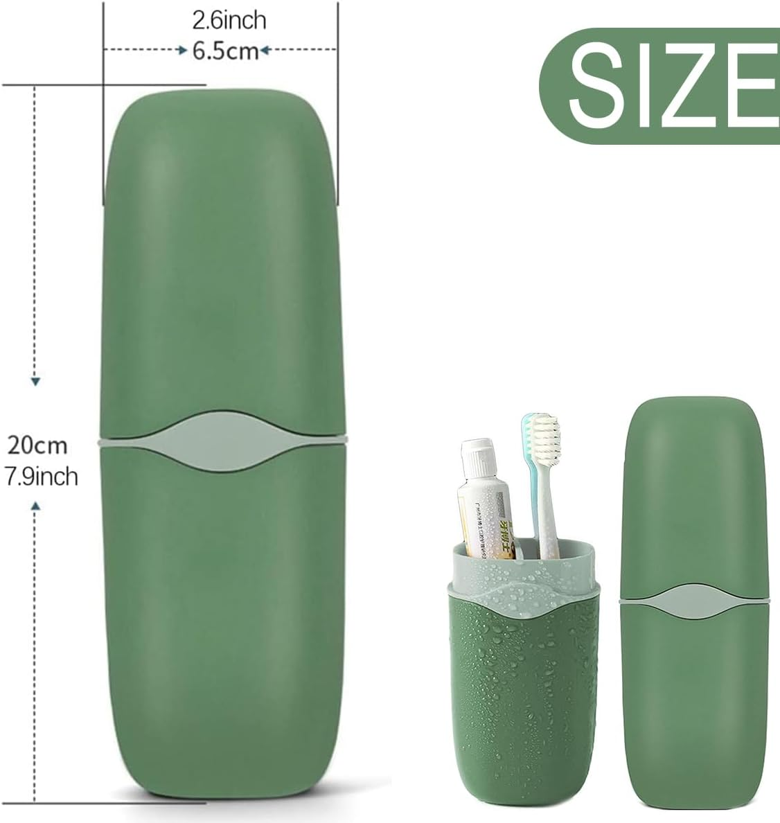 Portable Travel Toothbrush Holder, 3 in 1 Travel Toothbrush Case, Detachable Toothbrush Storage Box for Travel, Business, Camping, Daily Use (Green) image number 6