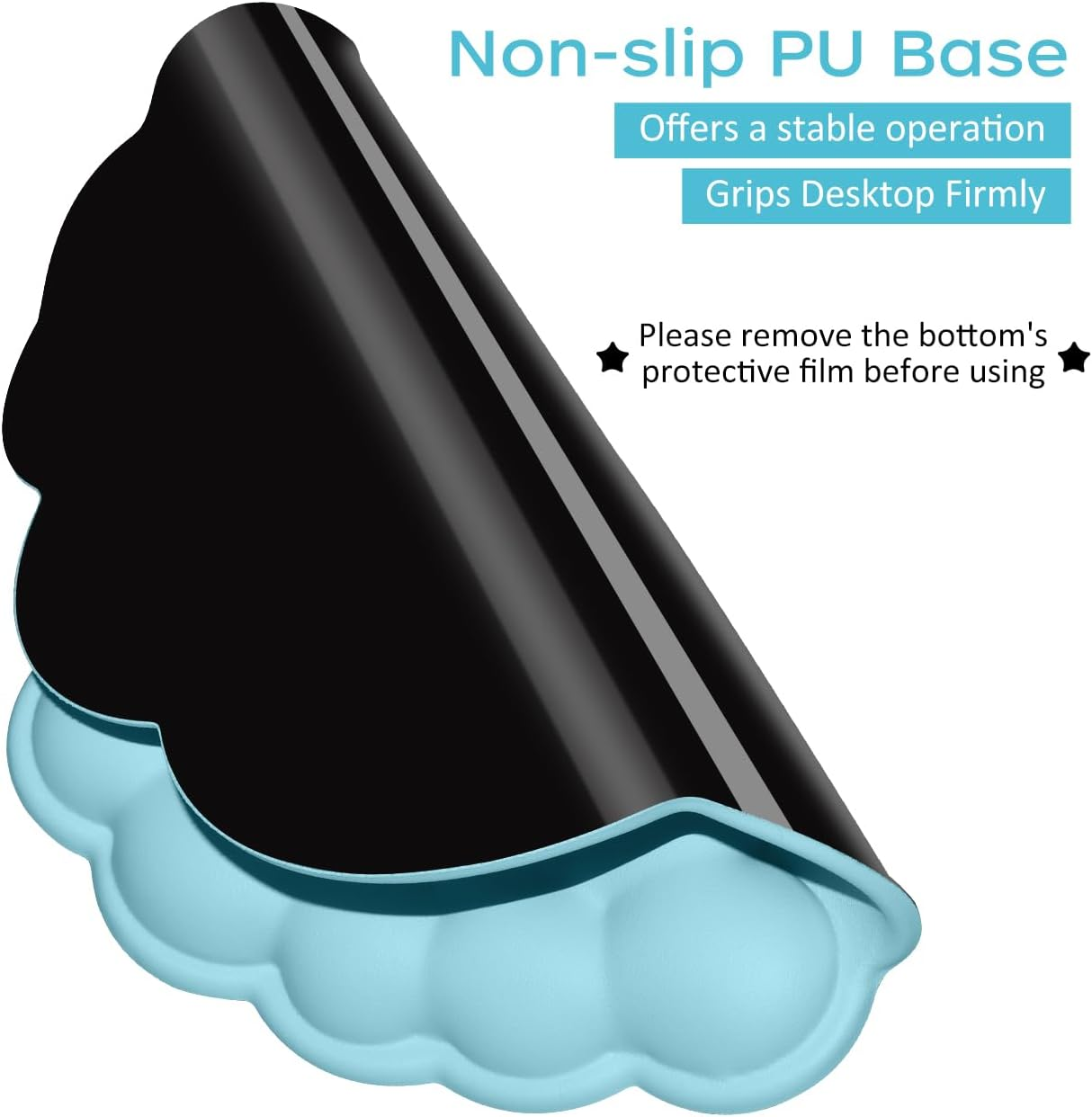 JIKIOU Cloud Mouse Pad Wrist Support, Upgrade Enlarge Leather Mouse Pads Keyboard Wrist Rest, Comfortable Memory Foam Wrist Rest for Computer Laptop Mac Gaming Office and Pain Relief Blue - 01White image number 4