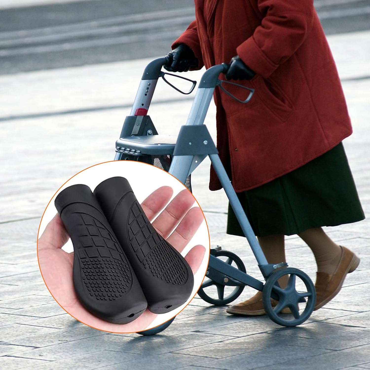 2 Pack Rollator Handle Grips - Universal Anti-Slip Cushion Pads for Comfortable Walking and Mobility Accessories with 1 Inch Diameter - Compatible with Wheelchairs, Walkers, and Knee Walkers image number 2
