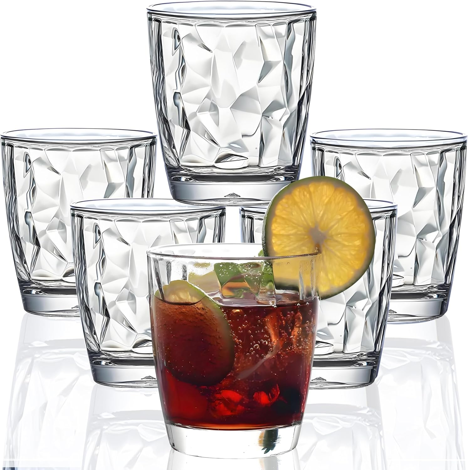 VEILEDGEM 15Oz Shatterproof Tritan Drinking Glasses Unbreakable Acrylic Glasses Drinkware BPA Free Hard Plastic Cups Reusable Kitchen Water Glasses Drinking Set of 8 (Blue)