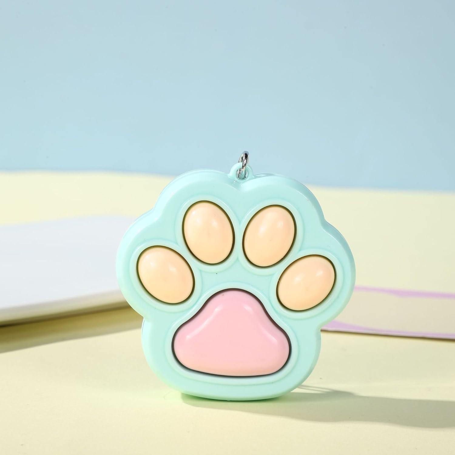 3 Pcs Cat Paw Fidget Keychain, Cute Mini Clicker Toys Clored Anxiety and Stress Relief Sensory Toy for Adults image number 3