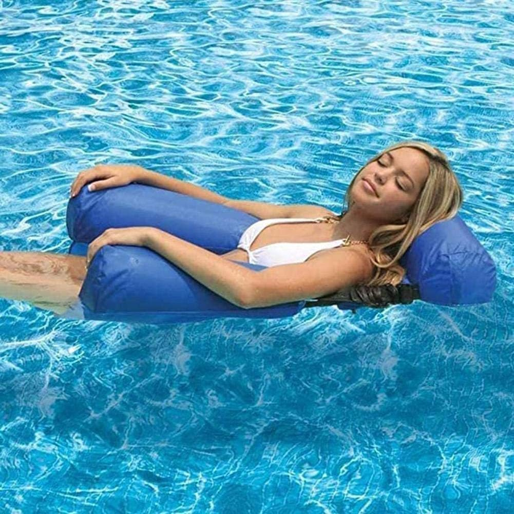 Pool Floating Chair Hammock , Inflatable Water Hammock Swimming Pool Floating Chair, Foldable Dual-Use Fabric Covered U-Seat, Water Play Lounge Chair Floating Bed Sofa image number 2