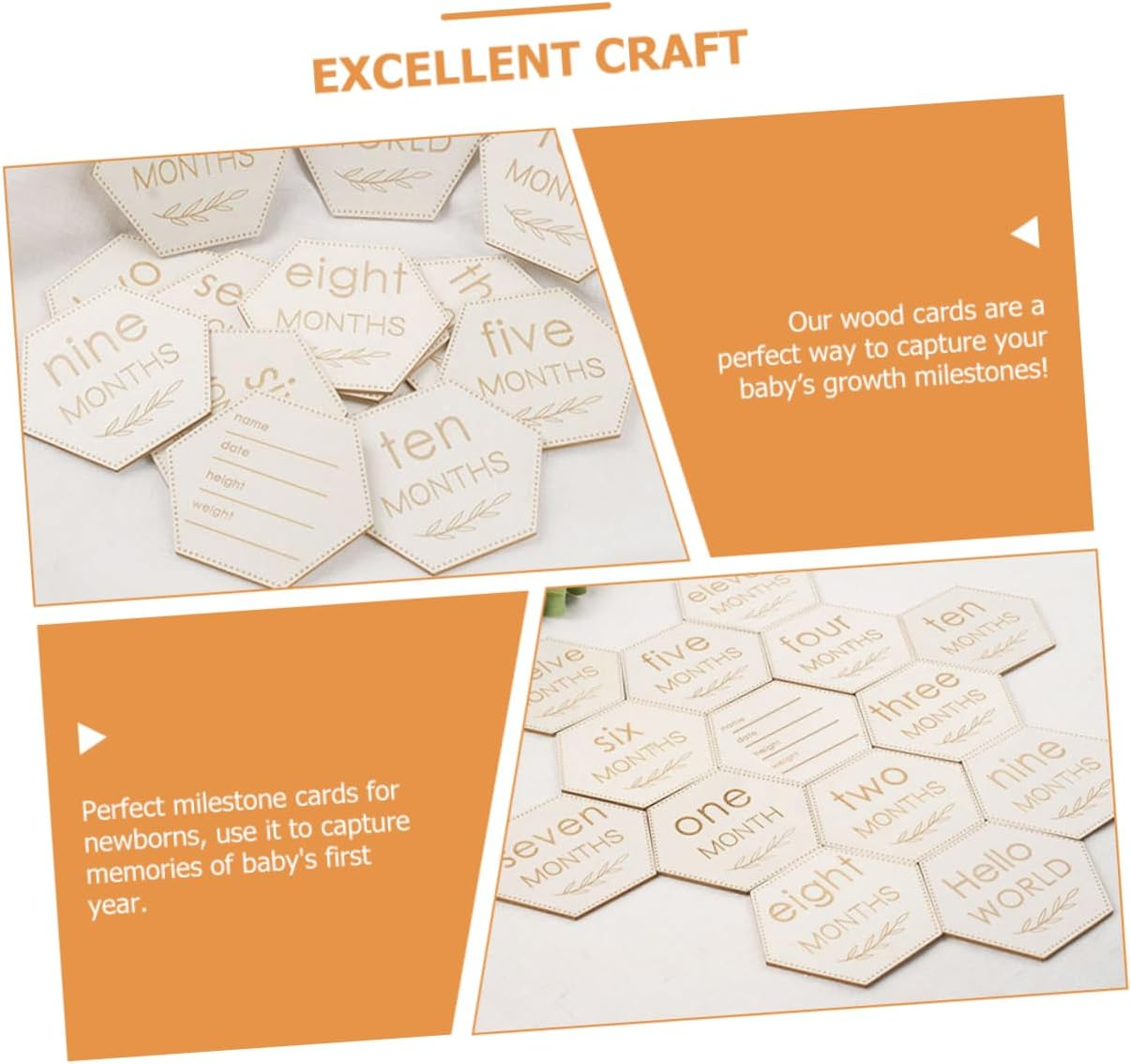 12Pcs Milestone Cards for Growth Wooden Milestone Photography Props for Newborns Capture Your Special Moments Months image number 1