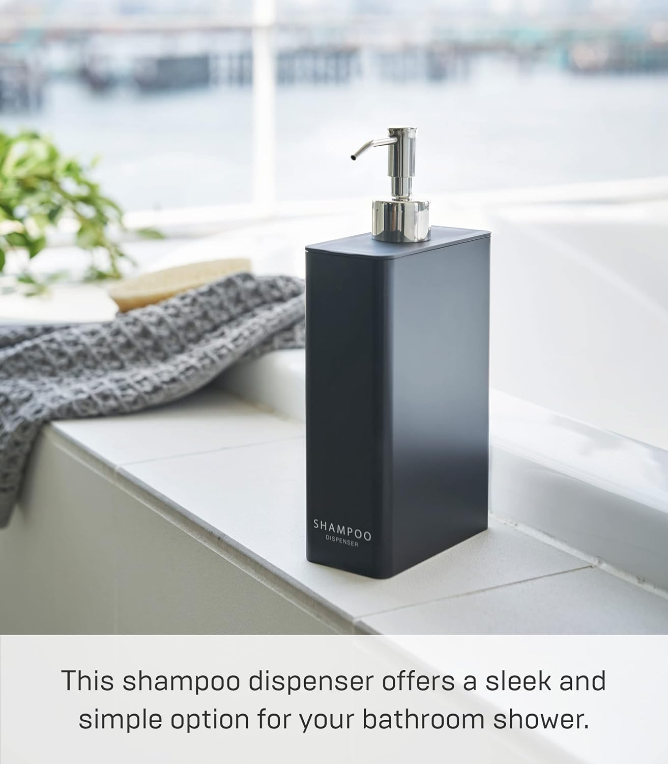 Yamazaki Tower Shampoo Dispenser Black Rectangular image number 4