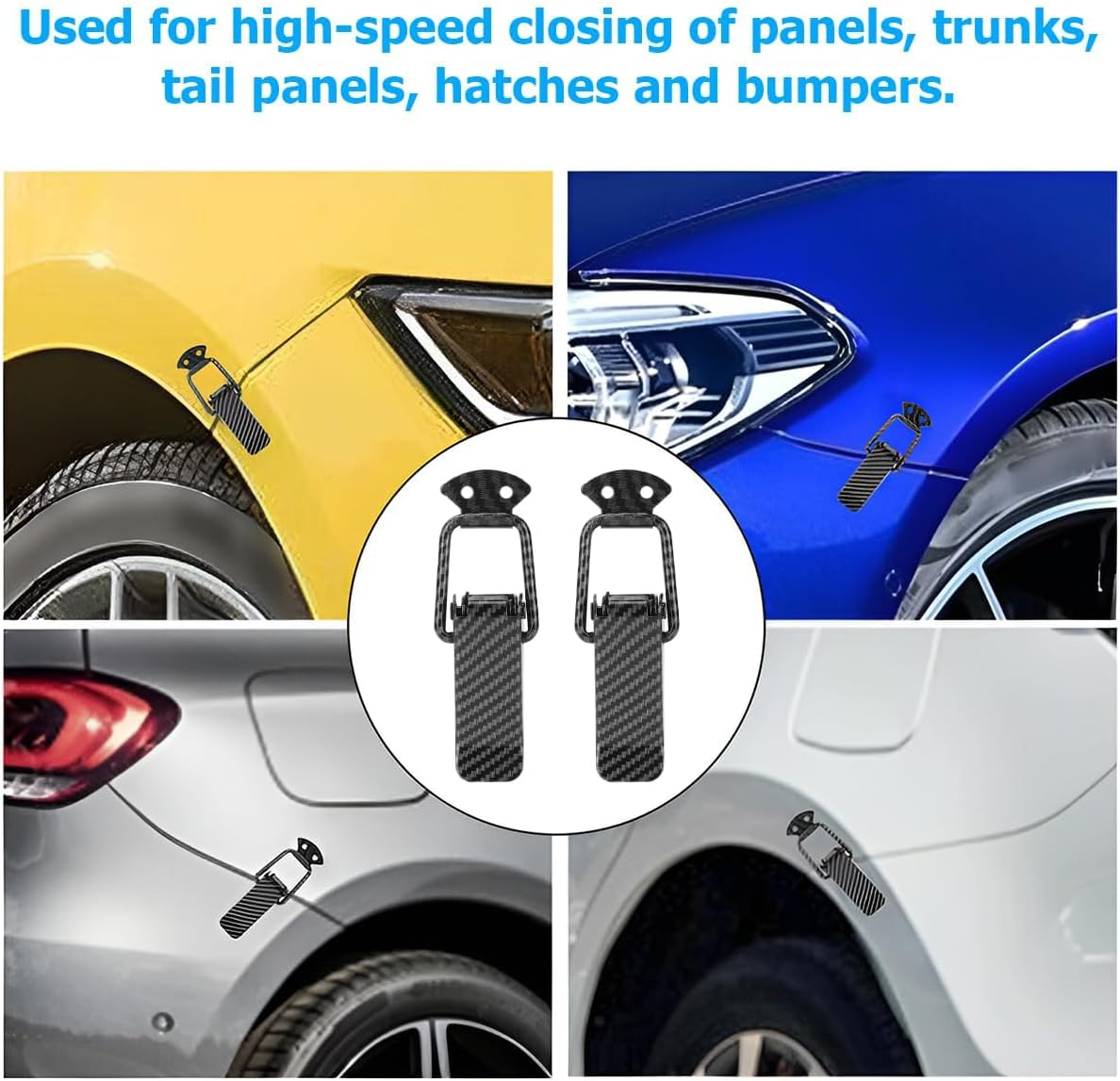 Car Bumper Hook Lock Clips, 2 Pack Universal Toggle Clamp Quick Release Fasteners, Carbon Fiber Security Hook Lock Clips Accessories for Car Truck Bumper, Fender, Trunk, Hatch Lids image number 4