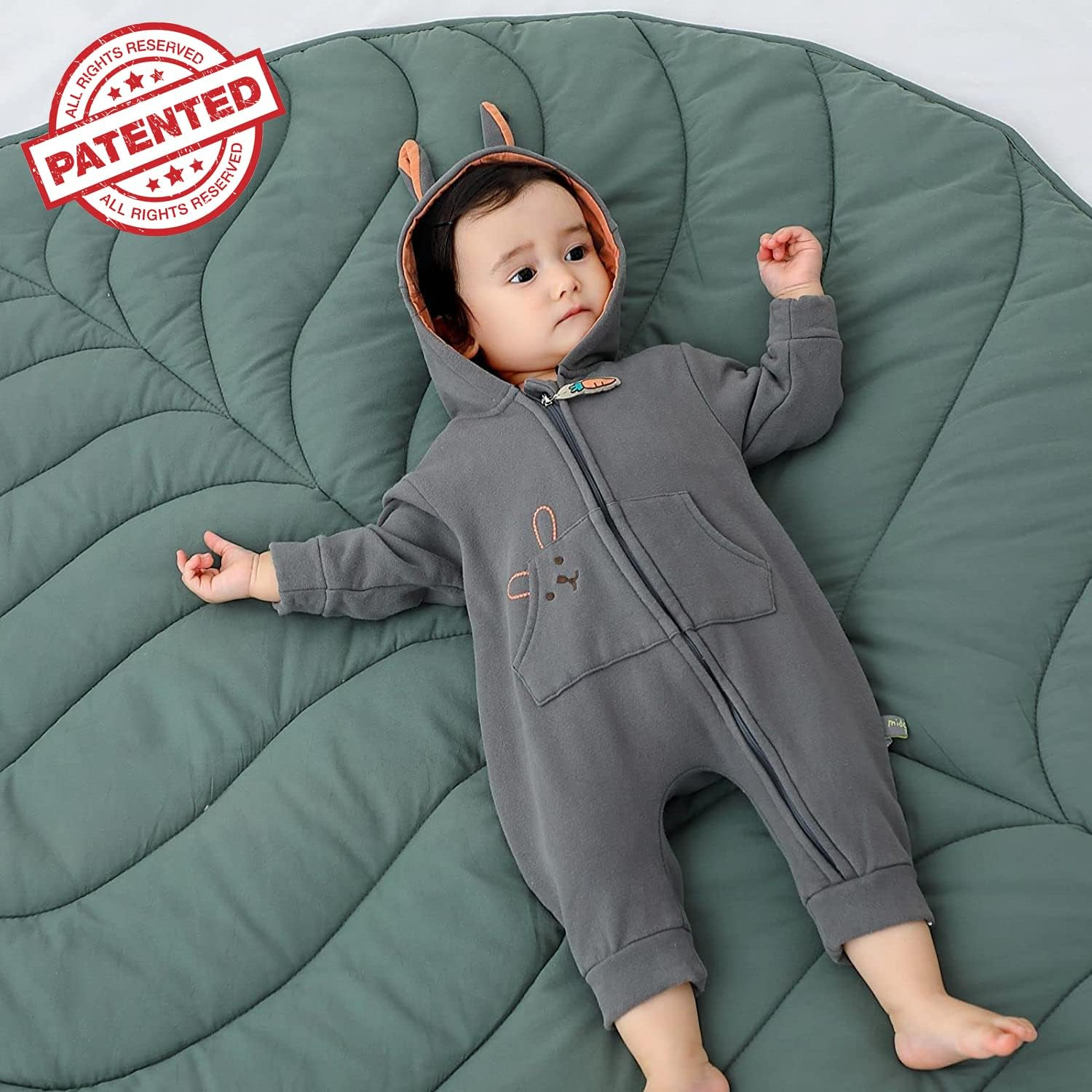 100% Cotton Leaf Nursery Rug, Machine Washable Play Mat for Nursery Decor, Crawling Mat for Tummy Time Infants image number 4