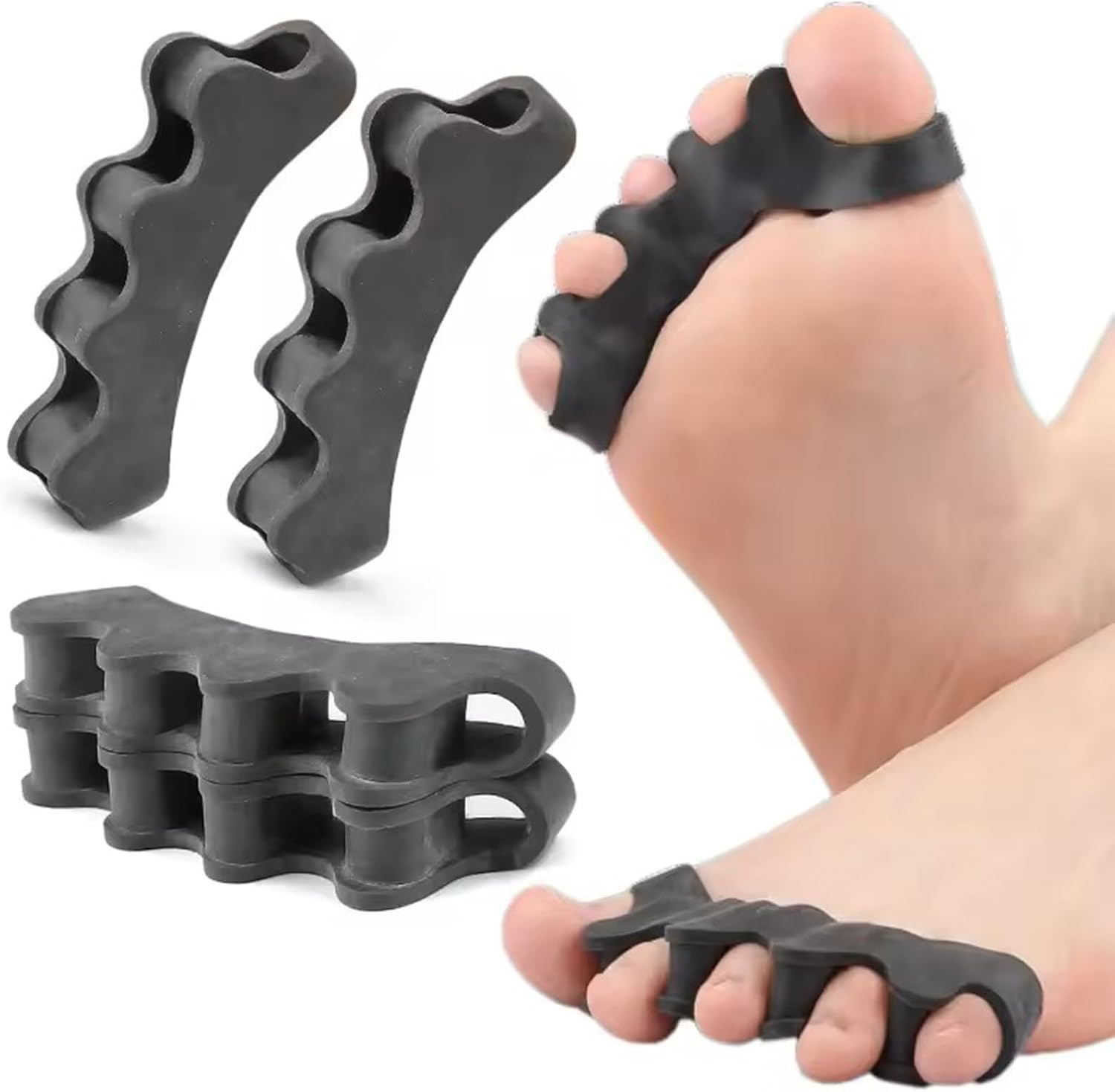 Gel Toe Separator, MH MOIHSING Toe Spacers Rubber Toe Stretchers Used for Sports Activities, Yoga Practice & Running for Men and Women Bunion Pain Relief Toe Straightener Achilles Stretcher (2 Pair)