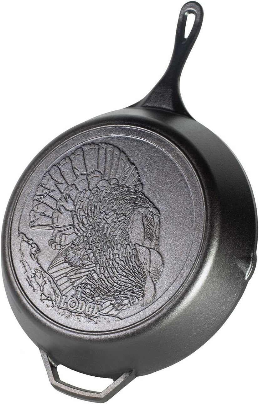 Lodge Wildlife 13.25 in Cast Iron Skillet with Turkey Scene