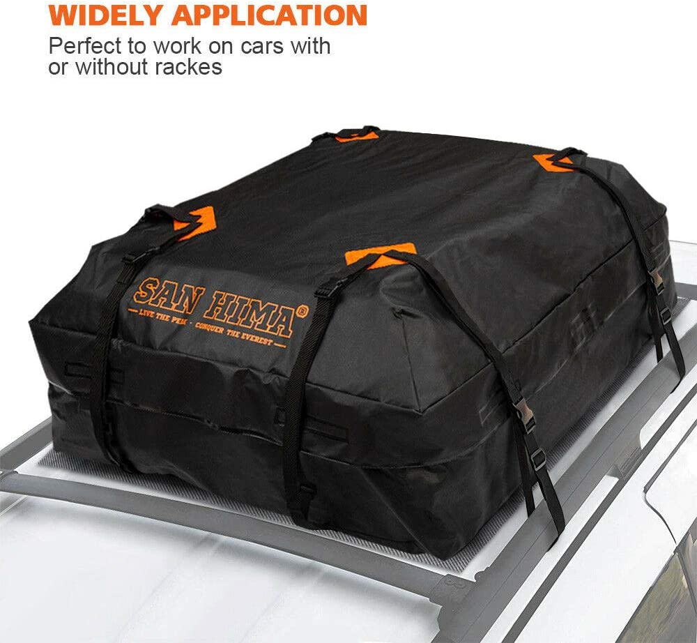 SAN HIMA Rooftop Cargo Carrier 15 Cubic Ft, Waterproof, with Anti-Slip Mat, 8 Heavy Duty Strap and Buckles, Car Roof Bag Soft-Shell Luggage Storage Fits All Cars With/Without Cross Bars for Travel image number 6