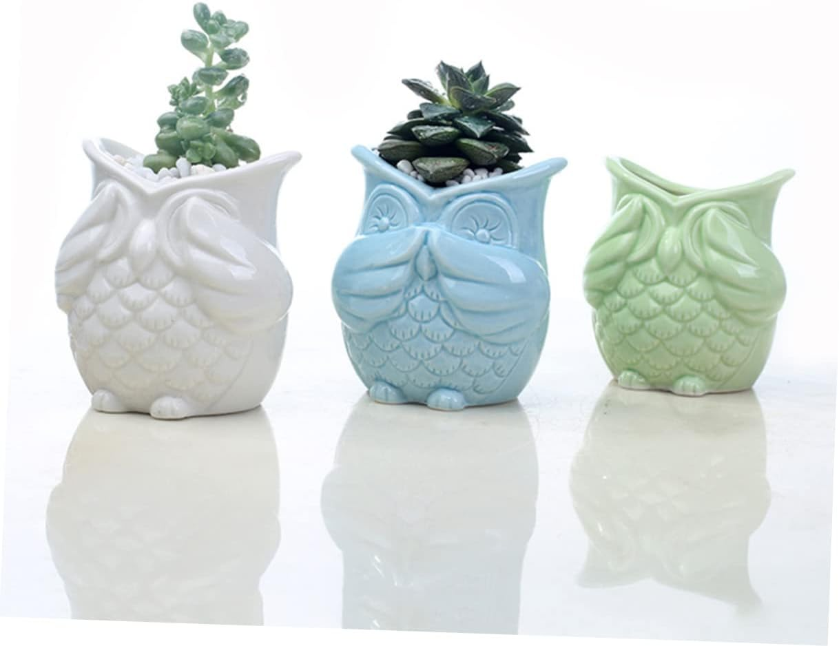Owl Design Ceramic Succulent Pot Plant Container for Home Gardening Creative Novelty Flower Pots Indoor