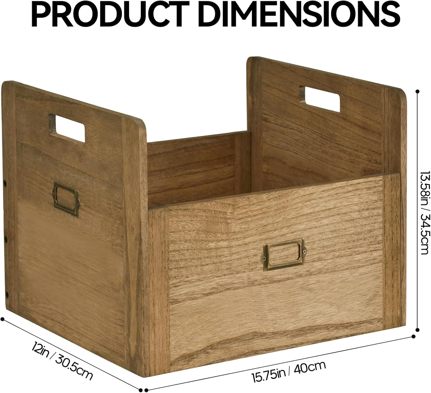 KIRIGEN Vinyl Record Storage Organizer Crate Wooden Storage Organizer Box Hold up to 80 Record and LP Dark Brown CDH-DBR