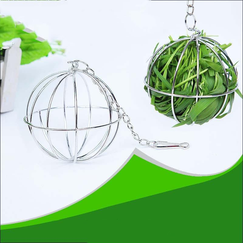 2 PCS Rabbit Grass Ball Guinea Pig Feed Dispenser Hook Stainless Steel Feeder Can Suspend Feeding Grass Rack and Feed Distributor Suitable for Rabbits Cats Guinea Pigs or Other Small Animals image number 6