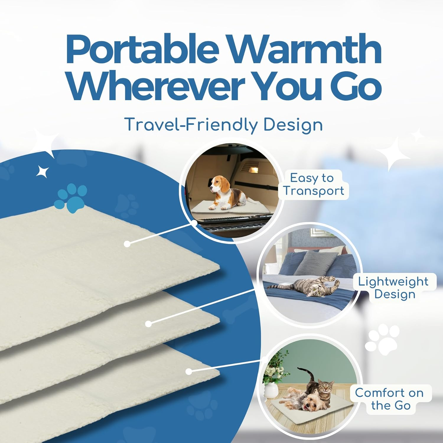 Fur & Bone Heated Cat Bed, Self Heating Cat Mat | Cat Heat Pad, Pet Mat, Heat Pad, Cat Mat with Removable Cover, Self-Warming Thermal Pad | Heated Blanket, Cat Blankets for Indoor Cats, Pet Blanket image number 1