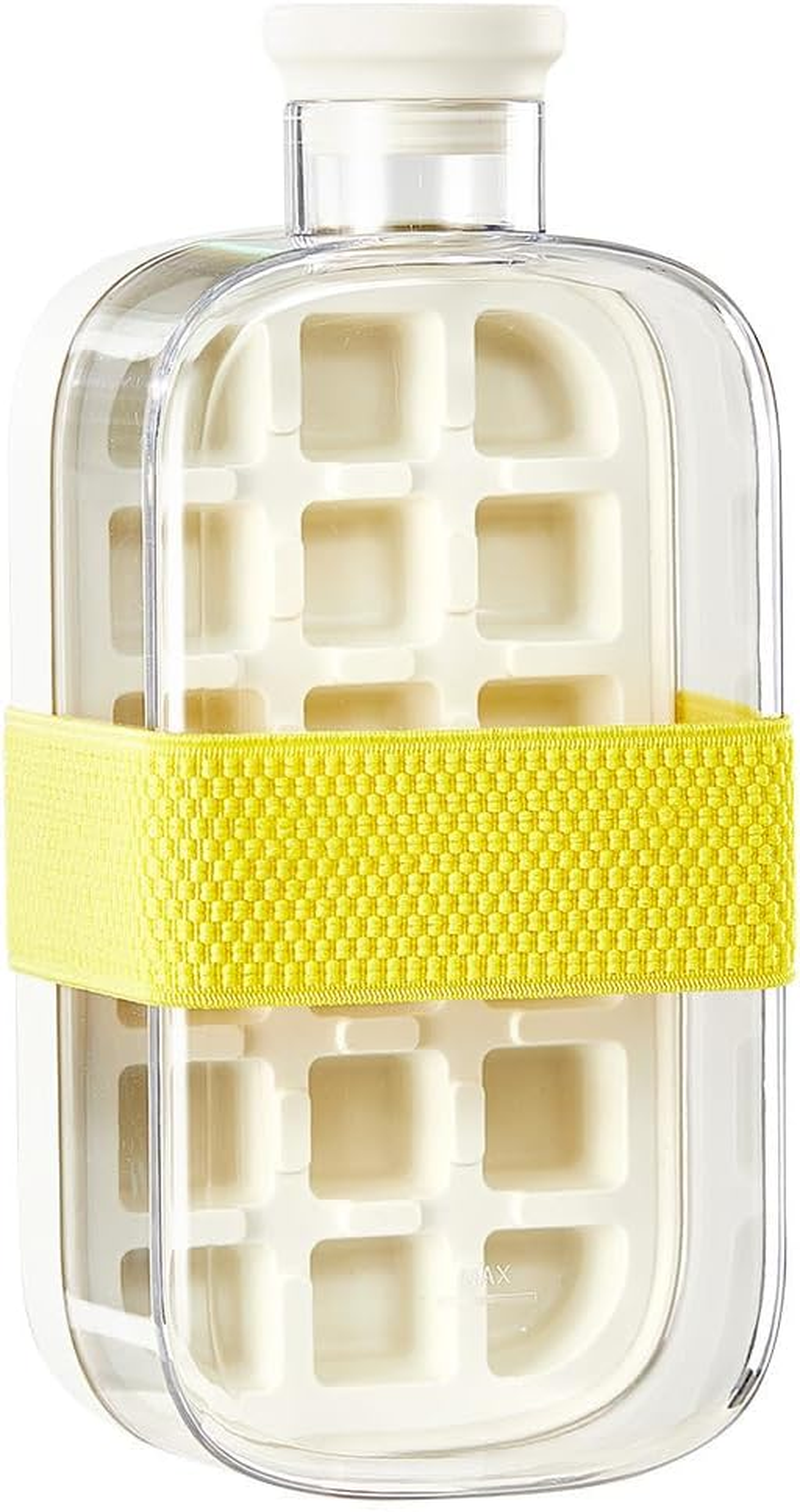 2-In-1 Ice Cube Tray Water Bottle, 800Ml Capacity, Touch-Free Release, White