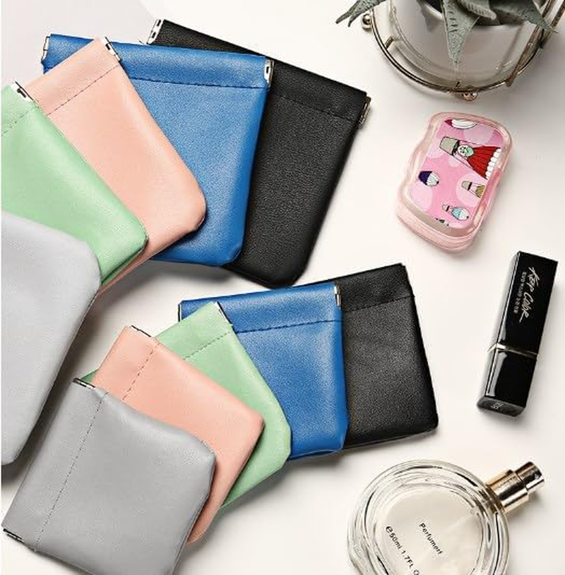 Pouchic - Personalized Snap Closure Leather Organizer Pouch, Pouchic No Zipper Self-Closing Pocket Cosmetic Bag, Pouchic Snap Closure Pouches, Portable Pocket Cosmetic Bag (H,Large)