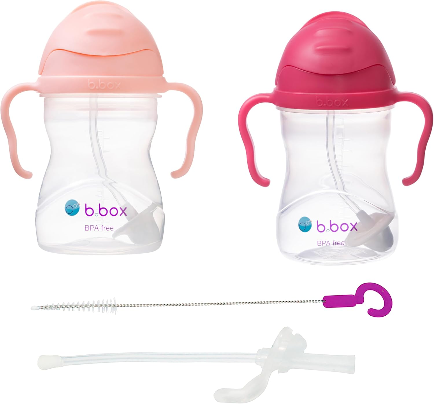 Sippy Cup 2 Peak + Replacement Straw Cleaner - Bubblegum + Blueberry image number 4