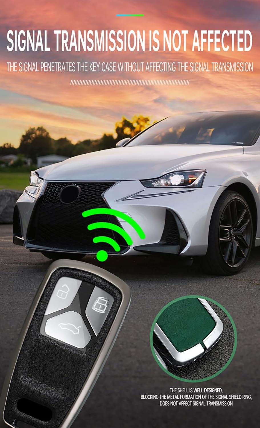 Car Key Case Zinc Alloy Key Fob Holder Cover Leather Keychain Fit for Audi A4 S4 RS4 B9 A5 F5 S5 RS5 A6 A7 C8 A8 S8 Q2 Q5 SQ5 Q7 SQ7 TT TTS TTRS R8 3 Buttons Protector Covers Silvery Black image number 3