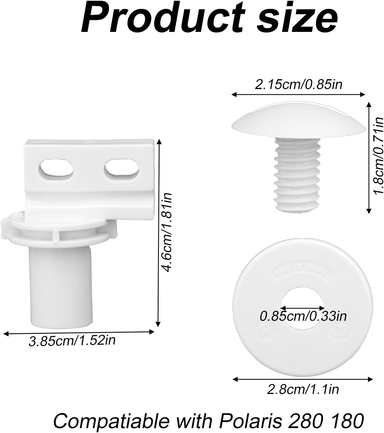 Lasuroa 6Pcs Pool Cleaner Rebuild Kit, Pool Cleaner Replacement Parts Compatible with Polaris 280 & 180 Smooth Rotation Including 2Pcs Rear Wheel Axle C65 2 Wheel Screw C55 and Washer C64 (White) image number 5