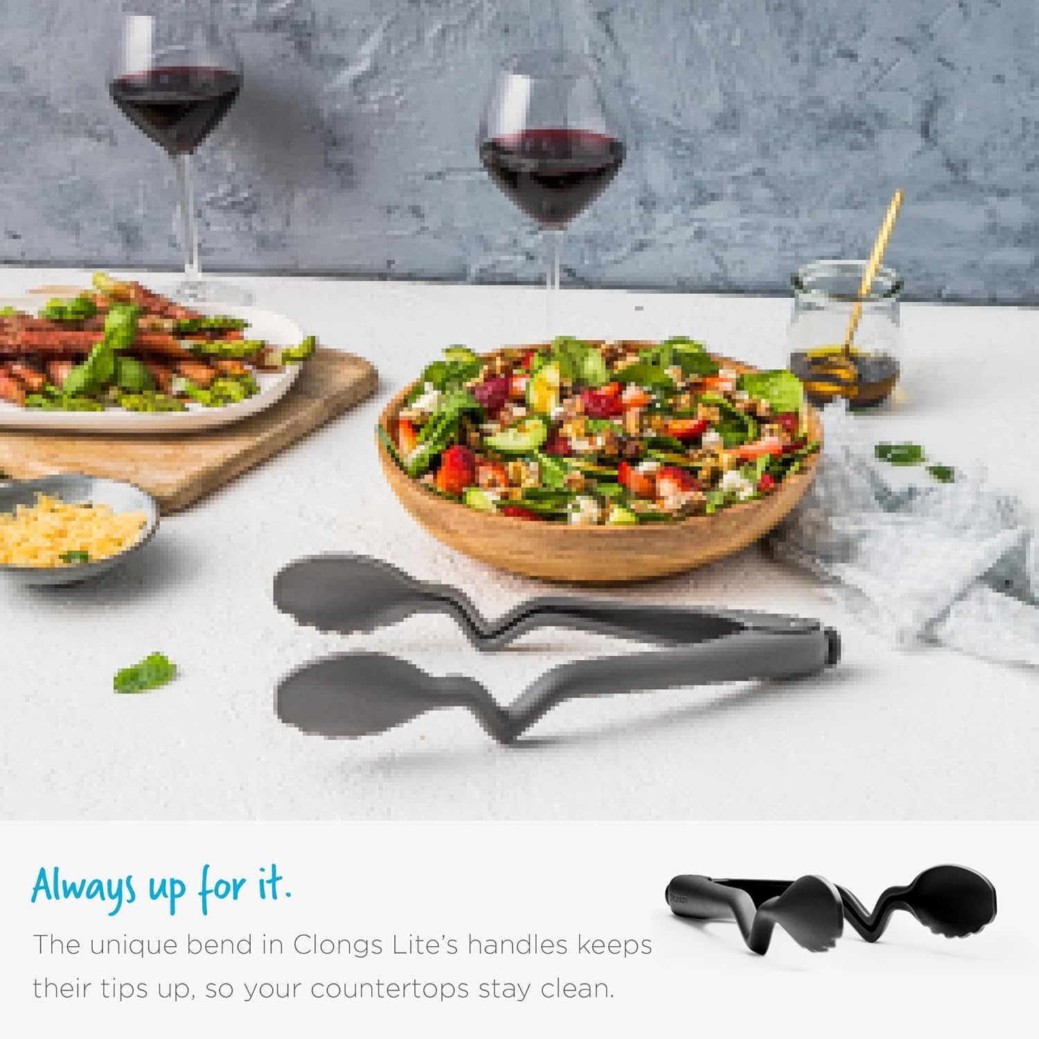 Dreamfarm Clongs Lite Nylon Kitchen Cooking Tongs with Click-Lock Open & Close - 10.5" Black - Black image number 3