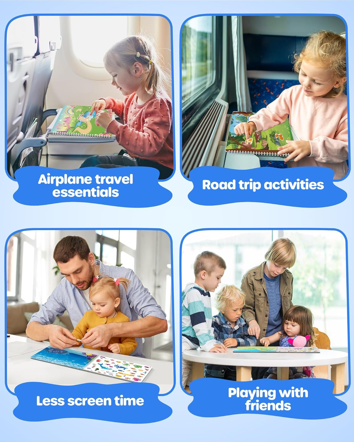 D-Fantix Animal Sticker Book for Kids, Dinosaur Unicorn Mermaid Farm 12 Unique Scenes and 500+ Stickers, Toddler Airplane Travel Road Trip Essentials Activity Book, Arts & Crafts Ages 3-8 image number 1