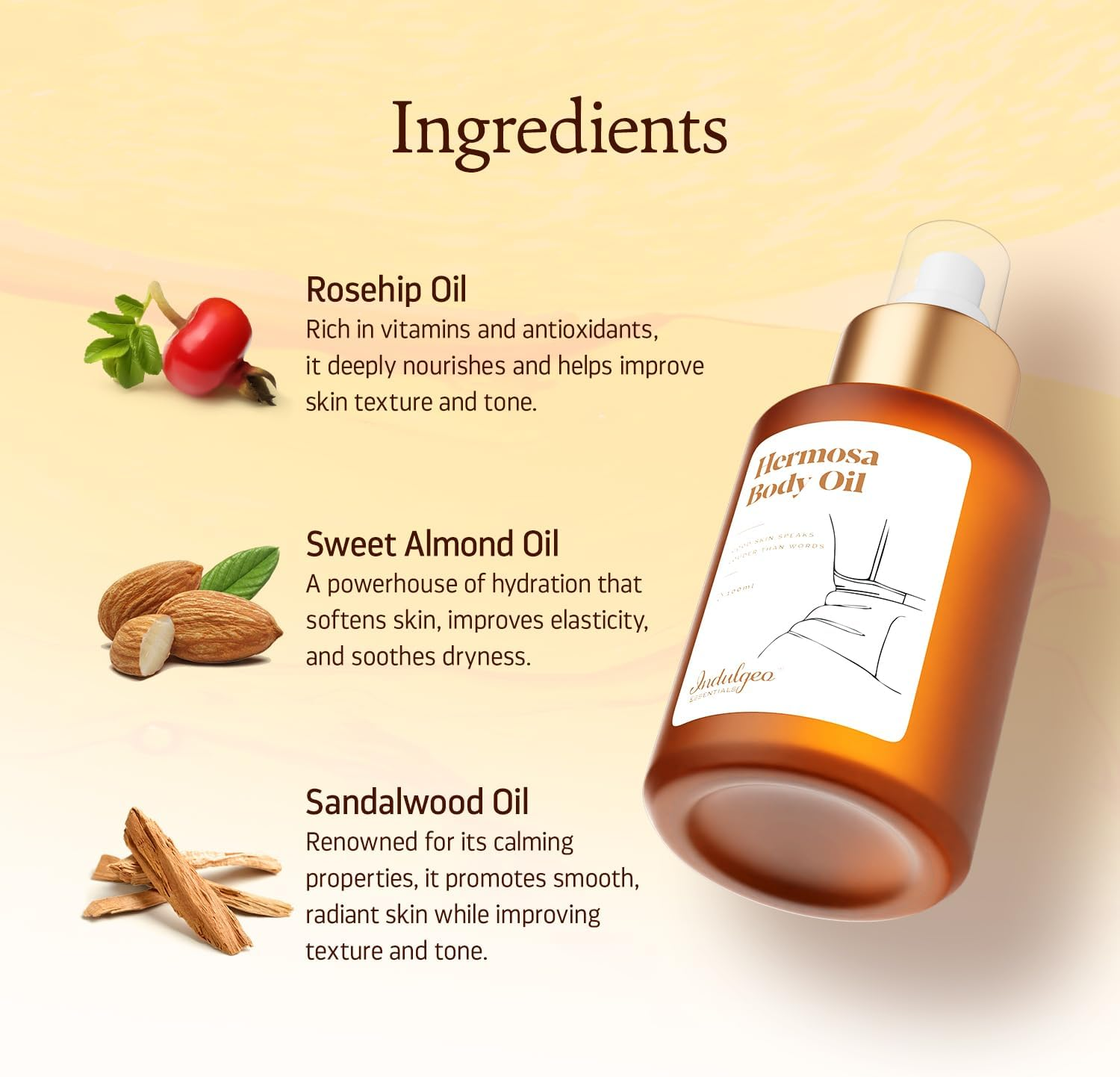 Indulgeo Essentials Hermosa Body Oil (100 Ml) for Women with Oud Oil