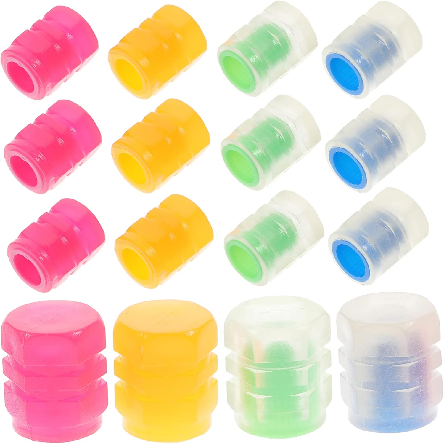 NOLITOY 24Pcs Luminous Valve Cap Glow Dark Tire Valve Stem Caps Car Motorbike Truck Decorative Tire for Car Accessories and Decoration